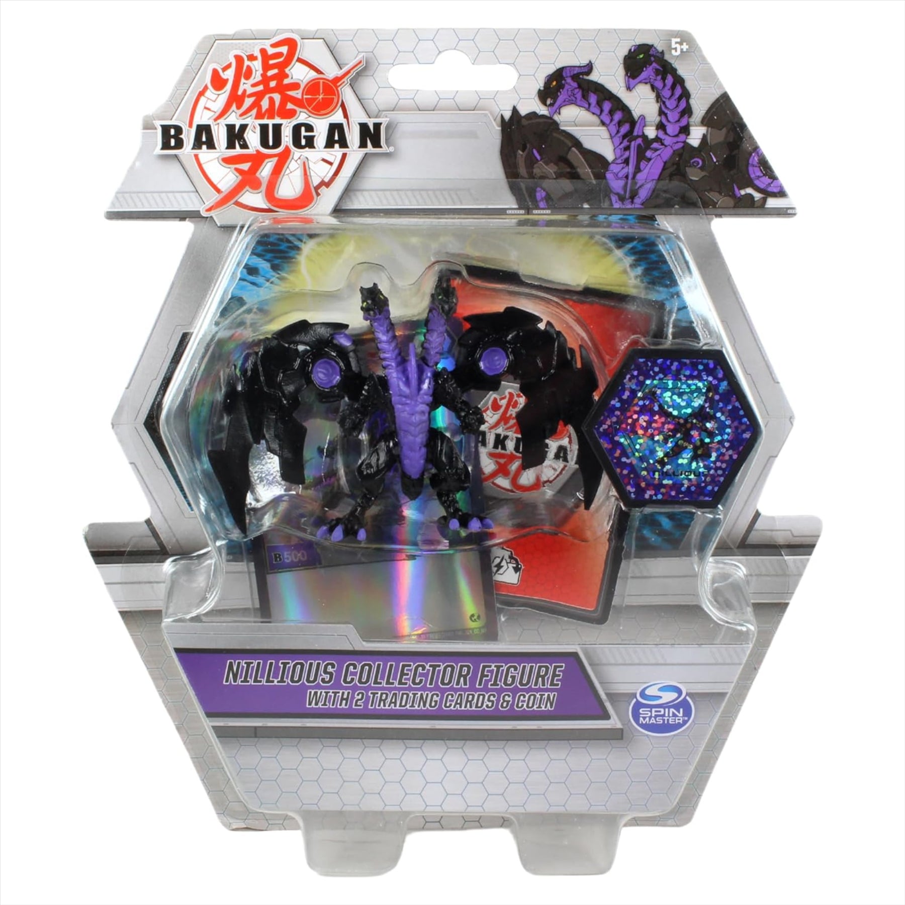 Bakugan - Nillious Purple & Trox Green Deluxe Collector Figure Bundles With 2x Cards & Coin In Each Pack - Toptoys2u