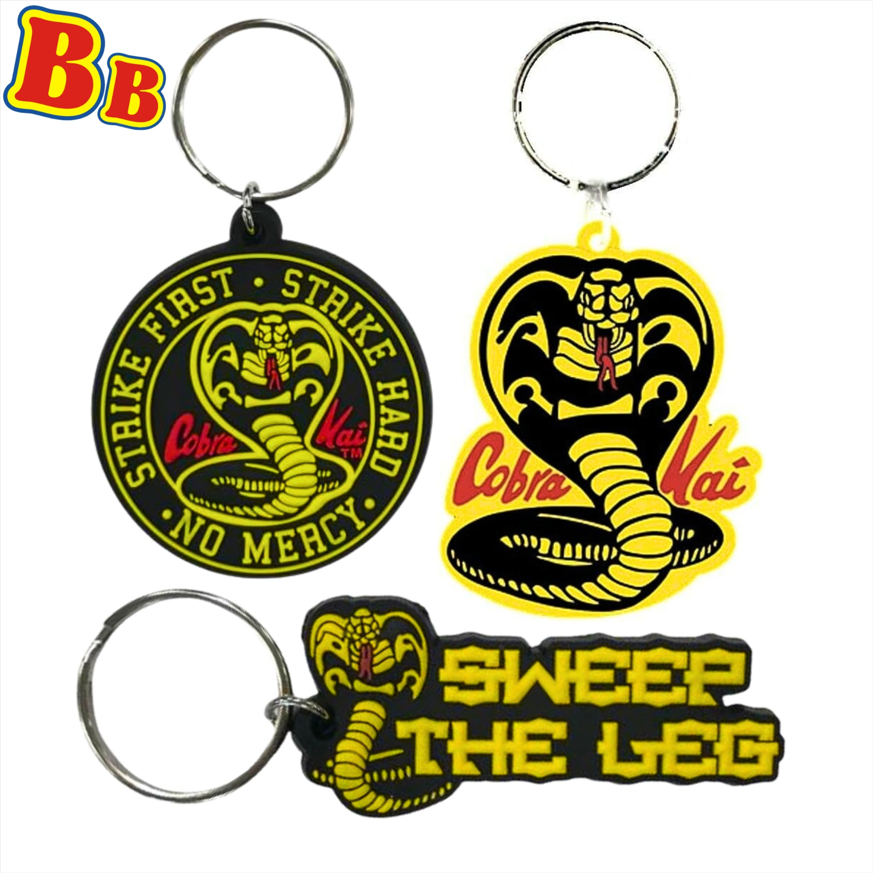 Cobra Kai Keychain Gift Set - No Mercy, Cobra Logo, Sweep the Leg - Pack of 3 - Toptoys2u