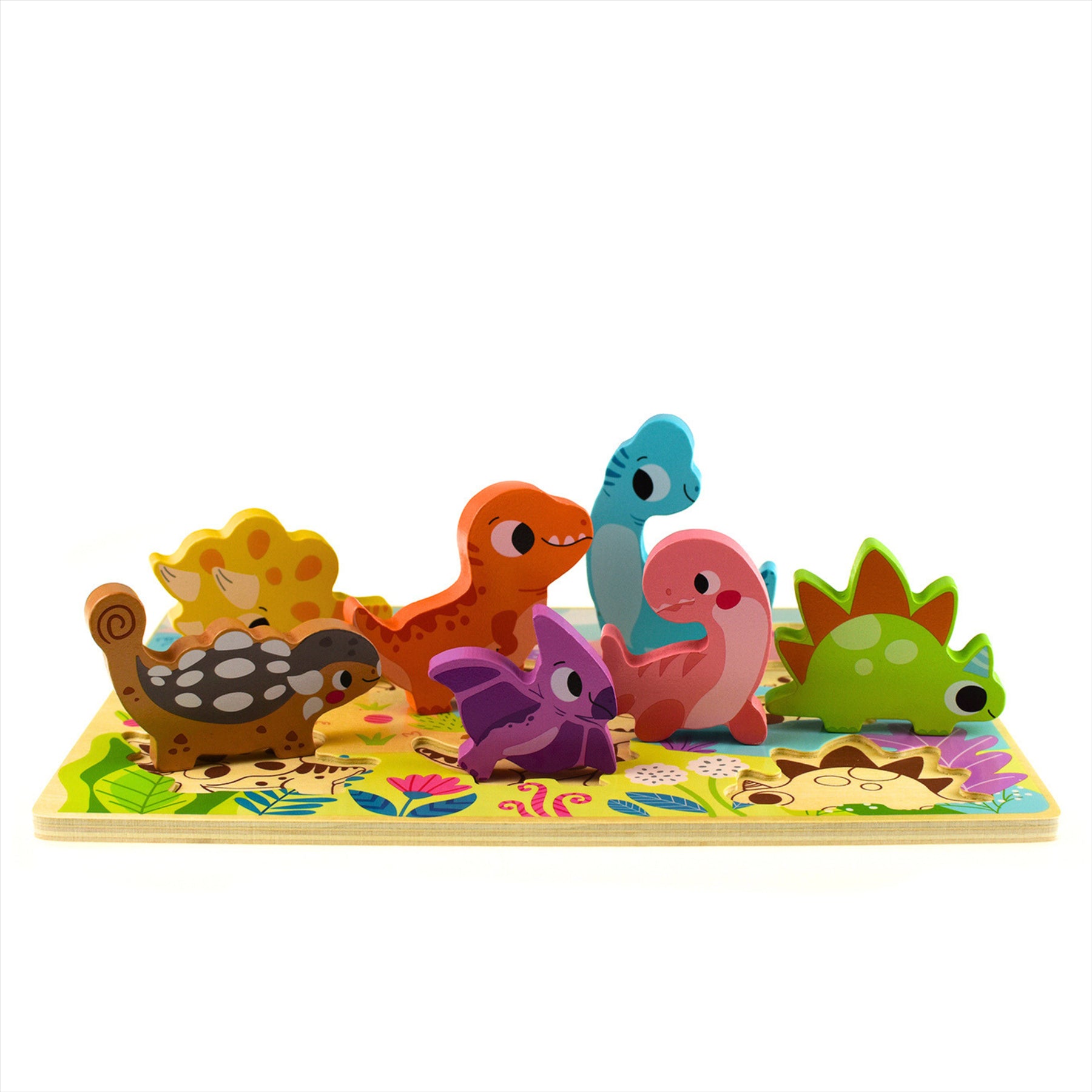 Tooky Toy Educational Wooden Dinosaur Puzzle - 8 Pieces - Toptoys2u