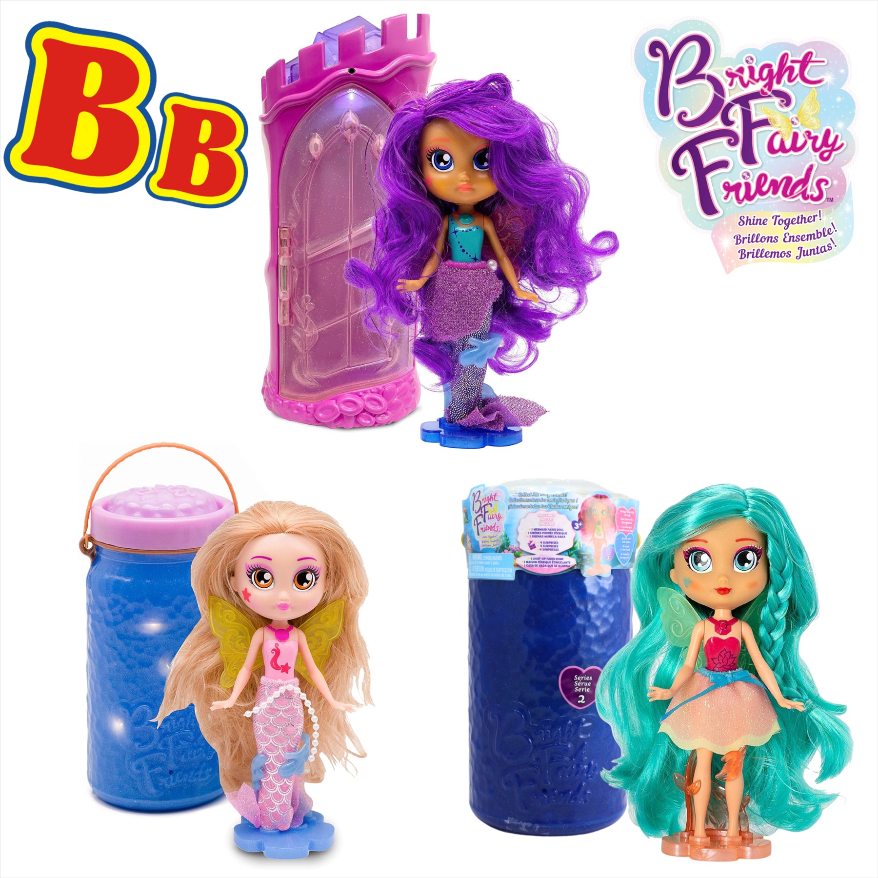 BFF Bright Fairy Friends Shine Together Mermaid and Fairy Doll Figure Blind Boxes - Pack of 3 - Toptoys2u