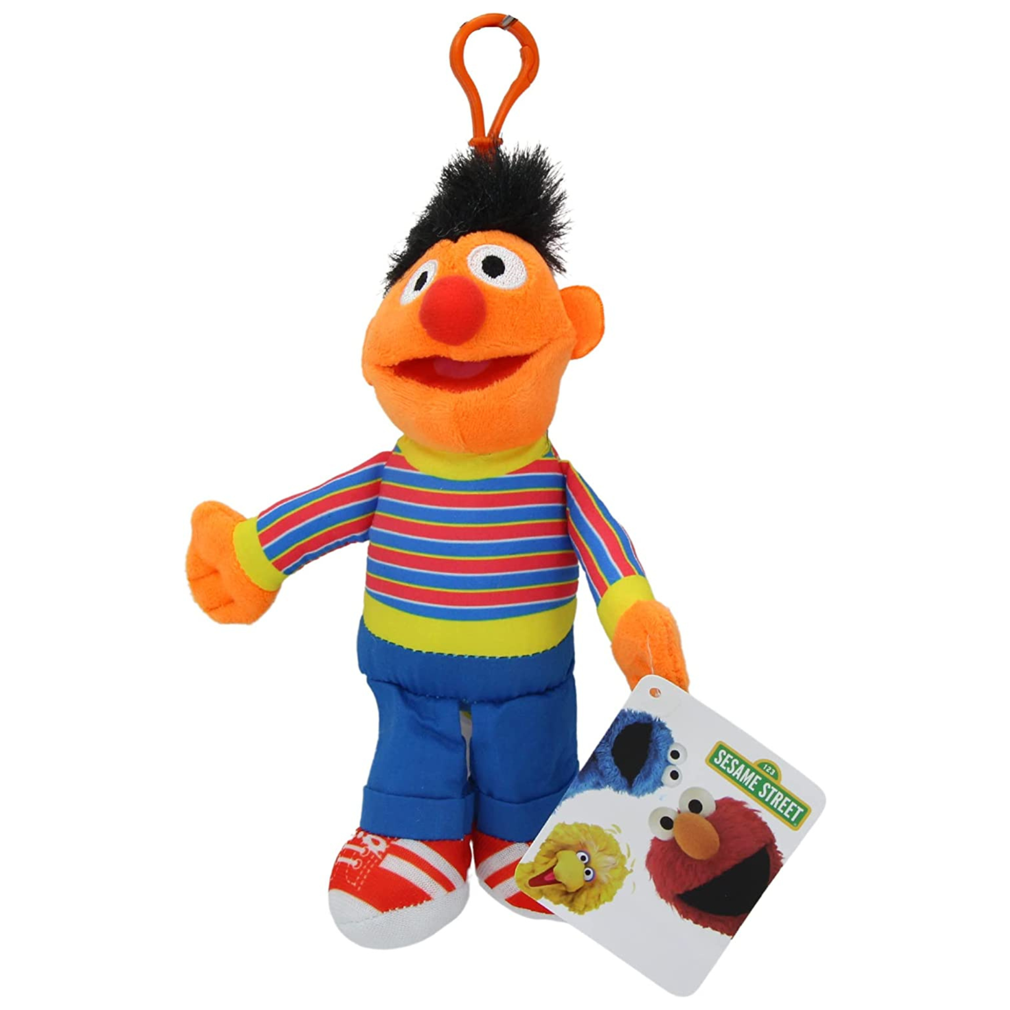 Sesame Street - Super Soft Gift Quality Plush Bag Clip/Key Clip 6619 Twin Pack Cookie Monster & Elmo or Bert & Ernie - Toptoys2u