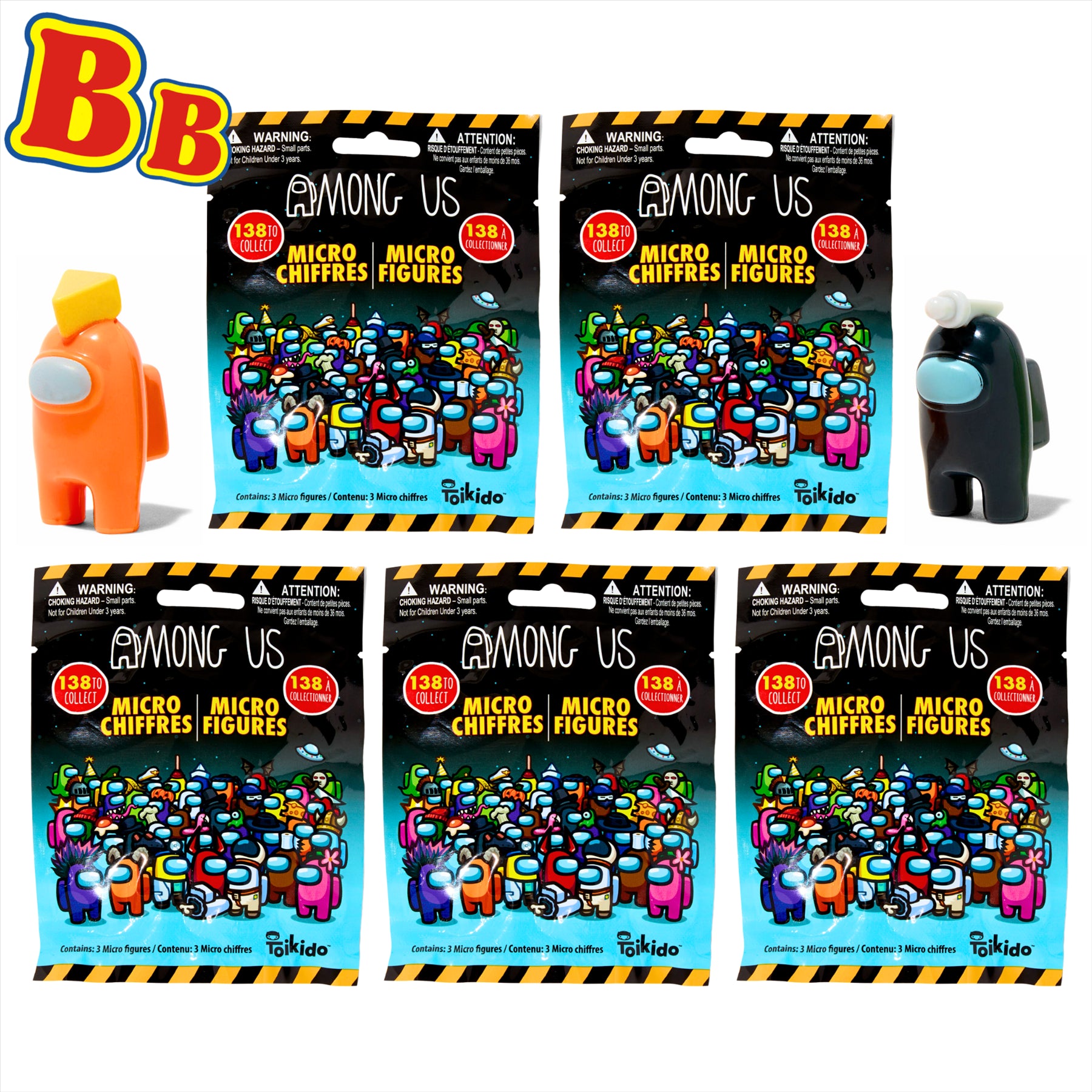 Among Us Series 1 Collectible Toy Crewmate Micro Figures Blind Bags - 3 Figures per Bag - Pack of 5 - Toptoys2u