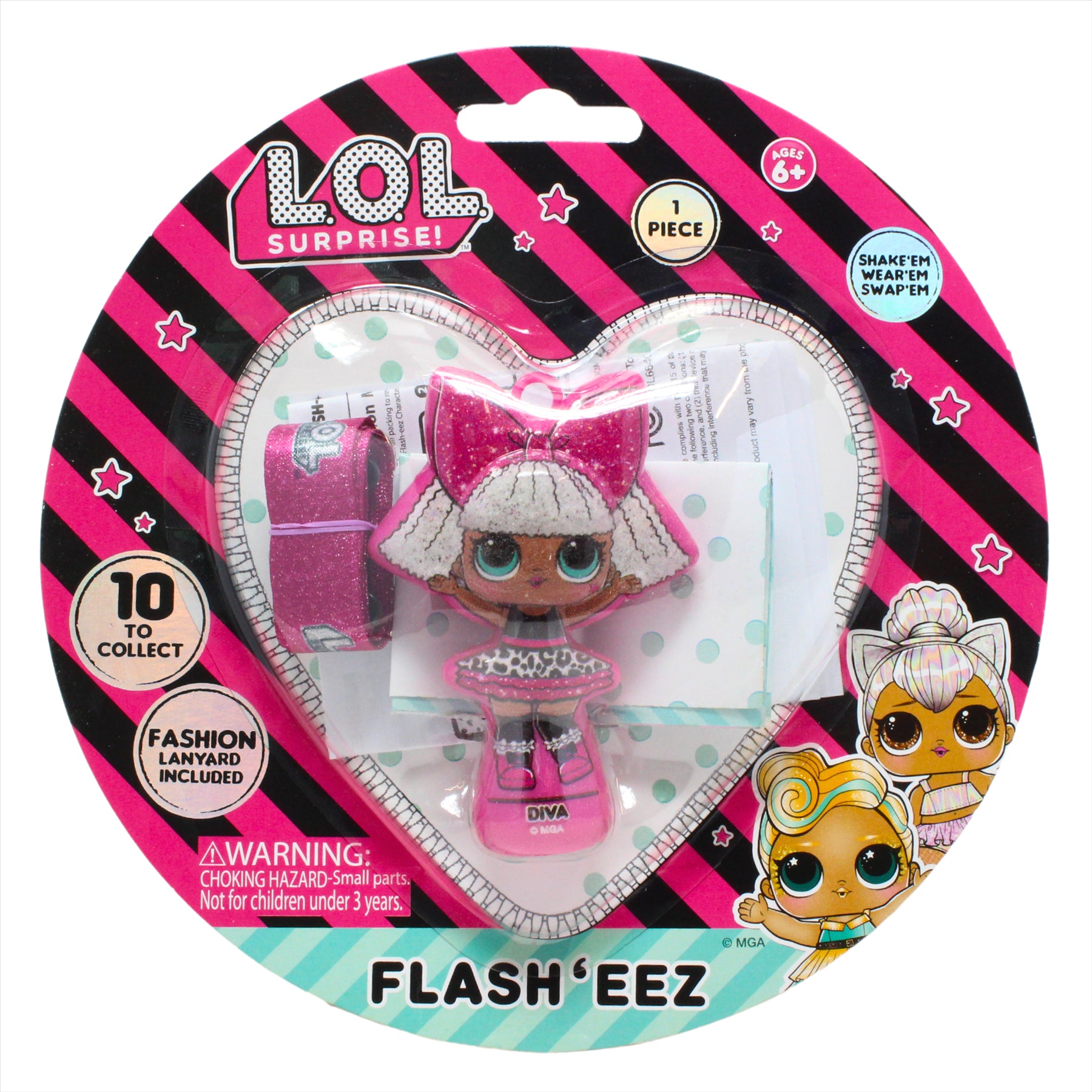 LOL Surprise! Flash'Eez Collectible Mini Splatters and Diva Light-Up Toy Figures with Lanyard Accessory - Twin Pack - Toptoys2u