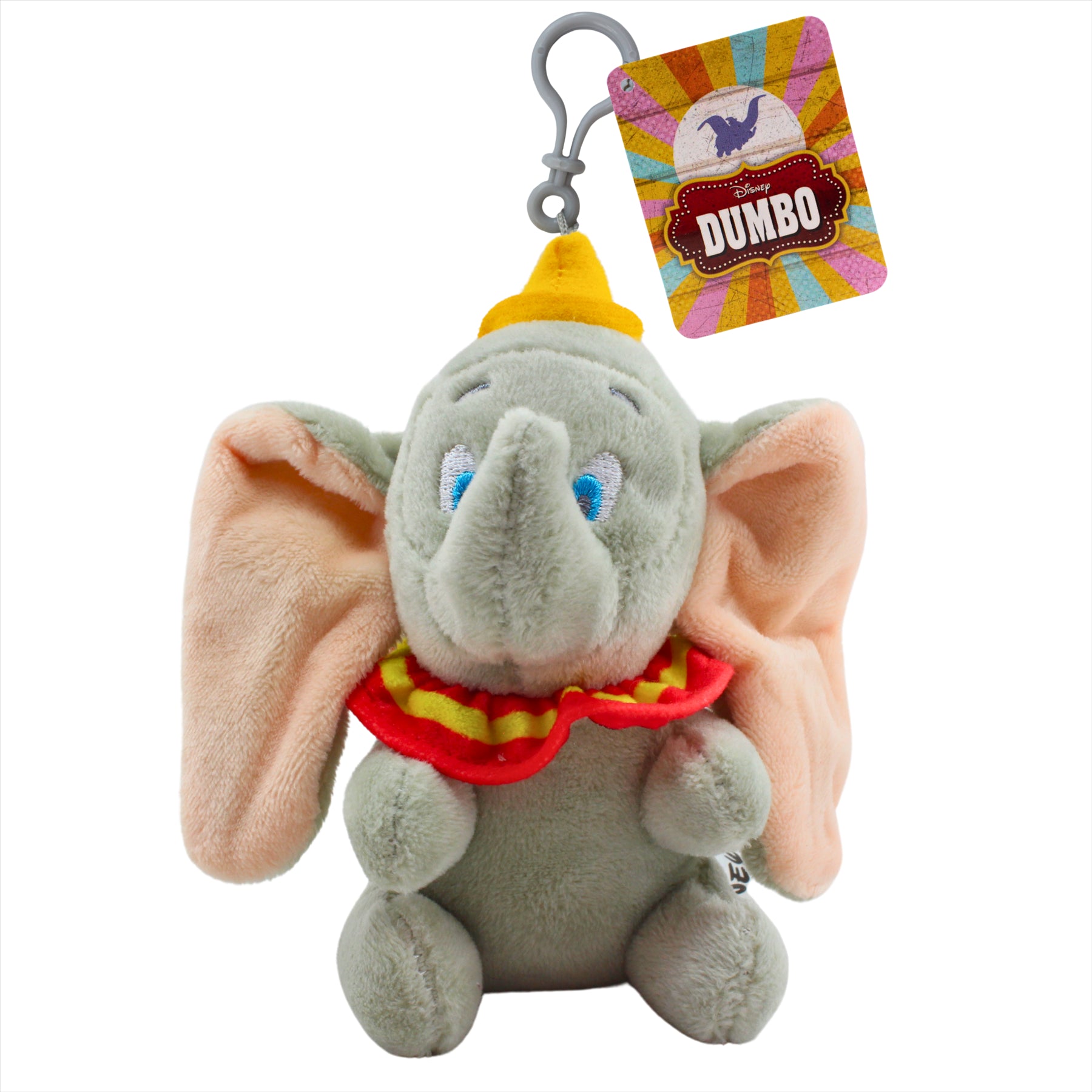 Disney Super Soft Grey Dumbo 11cm Plush Toy Bag Clip - Toptoys2u