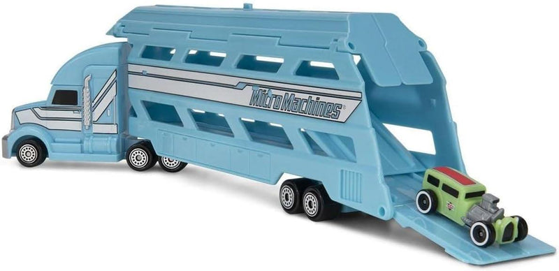 Micro Machines - Blue Mini Vehicle Hauler With 1 Exclusive Vehicle & Farm