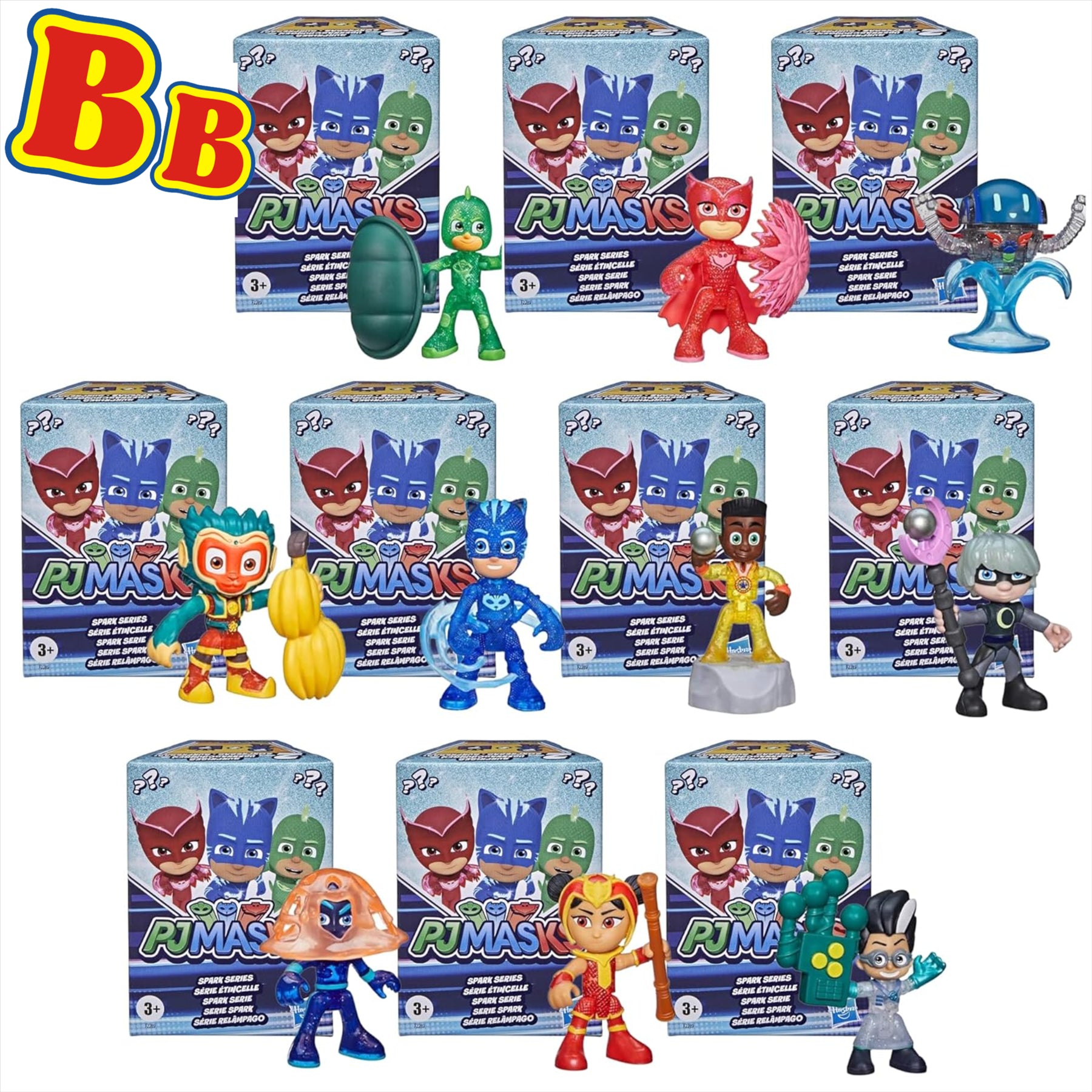 PJ Masks Articulated Play Figures and Accessories Blind Box Sets - Complete Set of 10 Spark Series - Toptoys2u