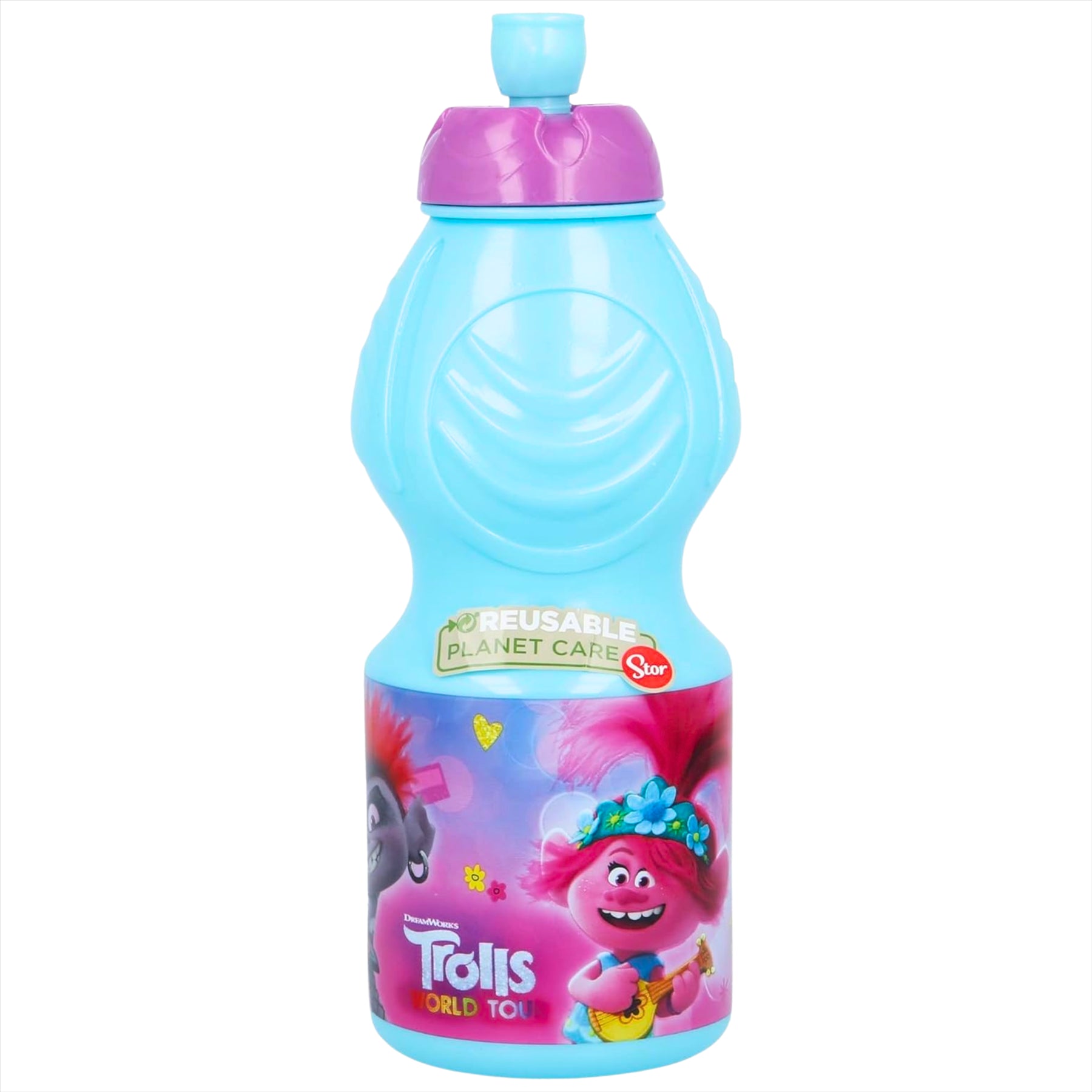 Trolls World Tour Kids Water Bottle with Drip Seal - BPA Free 400ml