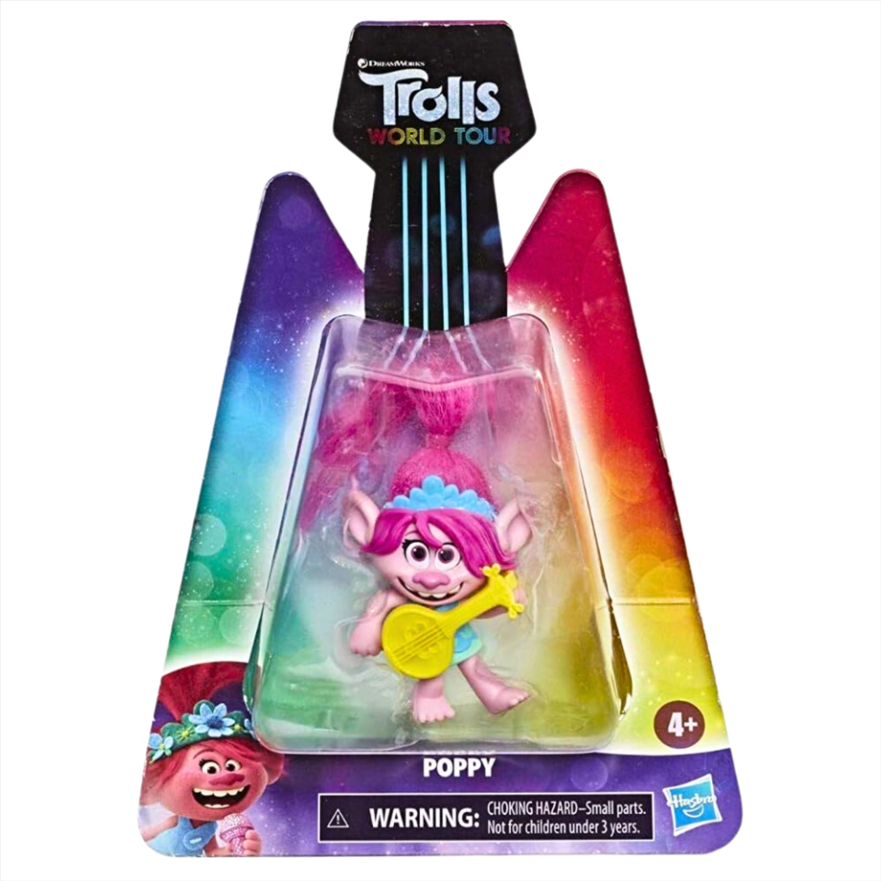 Trolls World Tour Miniature Toy Figures with Musical Instrument Accessories - Pack of 5 - Branch, Satin, Mermaid, Tiny Diamond, & Poppy - Toptoys2u