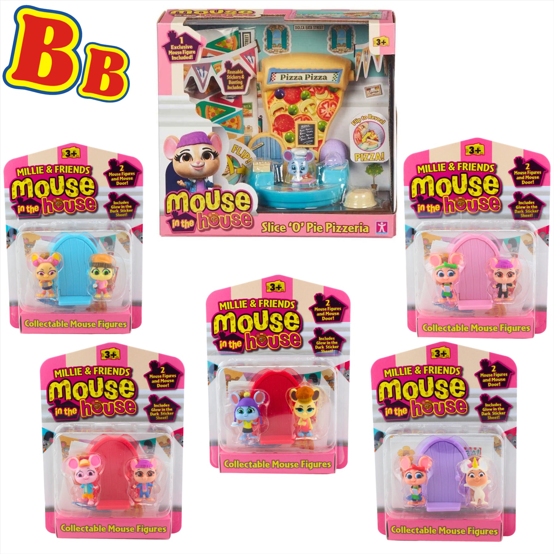 Mouse in the House Millie & Friends Slice 'O' Pie Pizzeria Playset and 5x Collectable Mouse Figure Packs - Toptoys2u