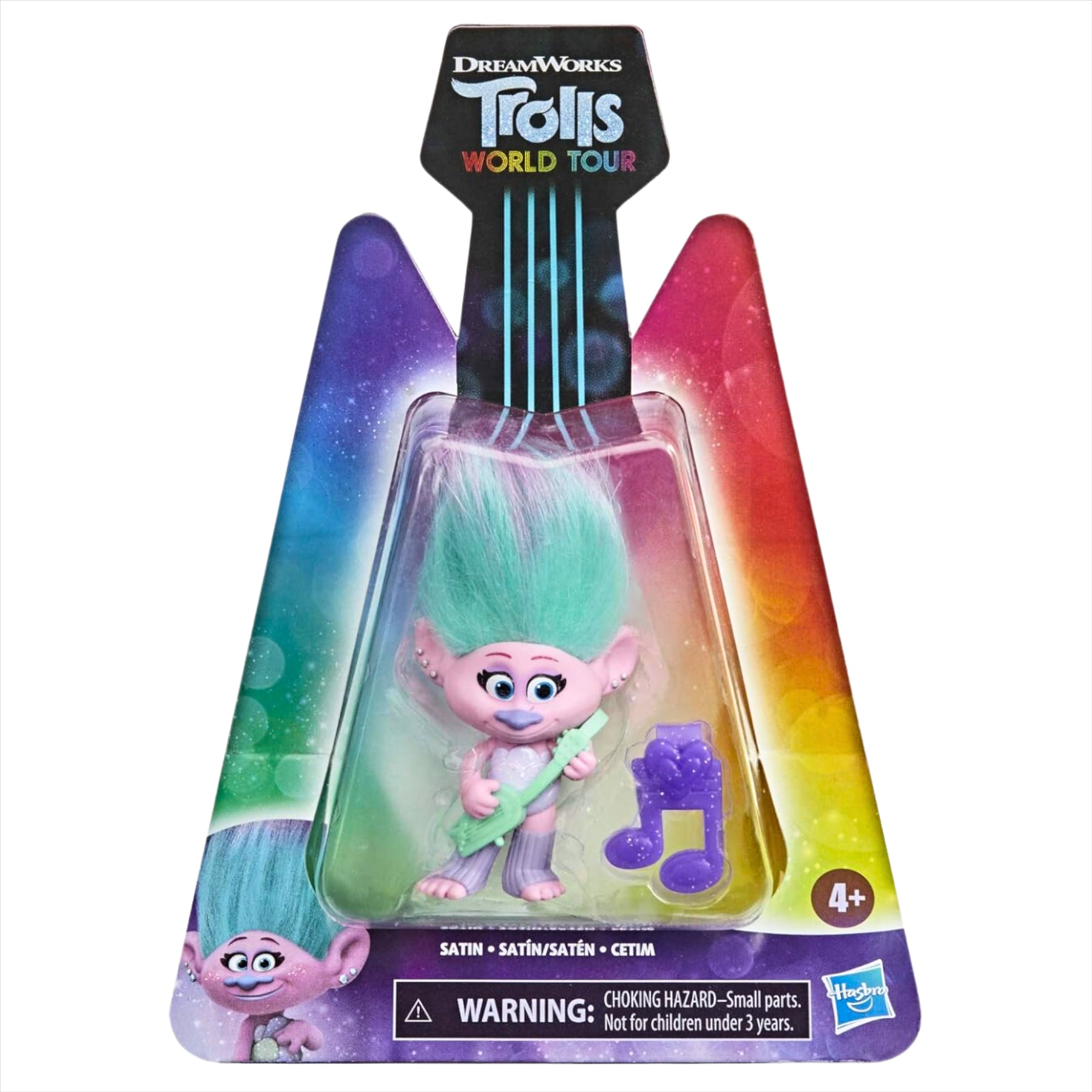 Trolls World Tour Satin 7cm Miniature Toy Figure with Musical Instrument Accessory - Toptoys2u