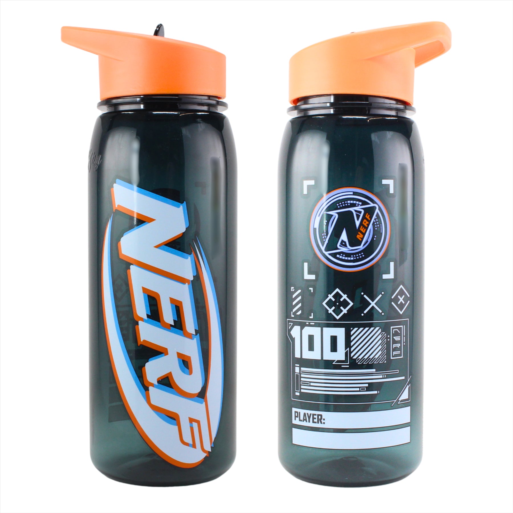 NERF Tactical Flip Top Water Bottle with Name Tag - 650ml BPA Free - Toptoys2u