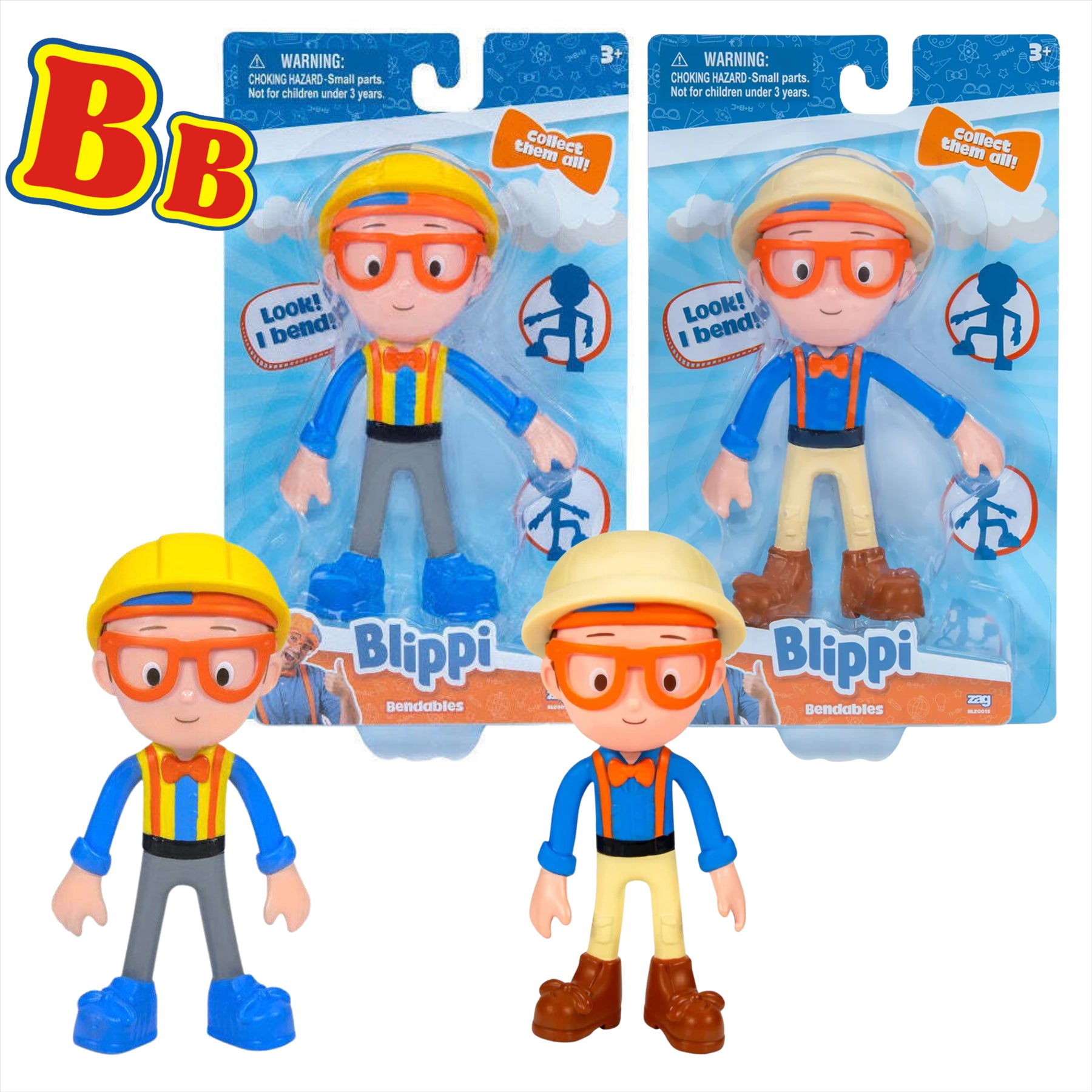Blippi Bendables 5" 13cm Figure Sets - Explorer & Construction - Toptoys2u