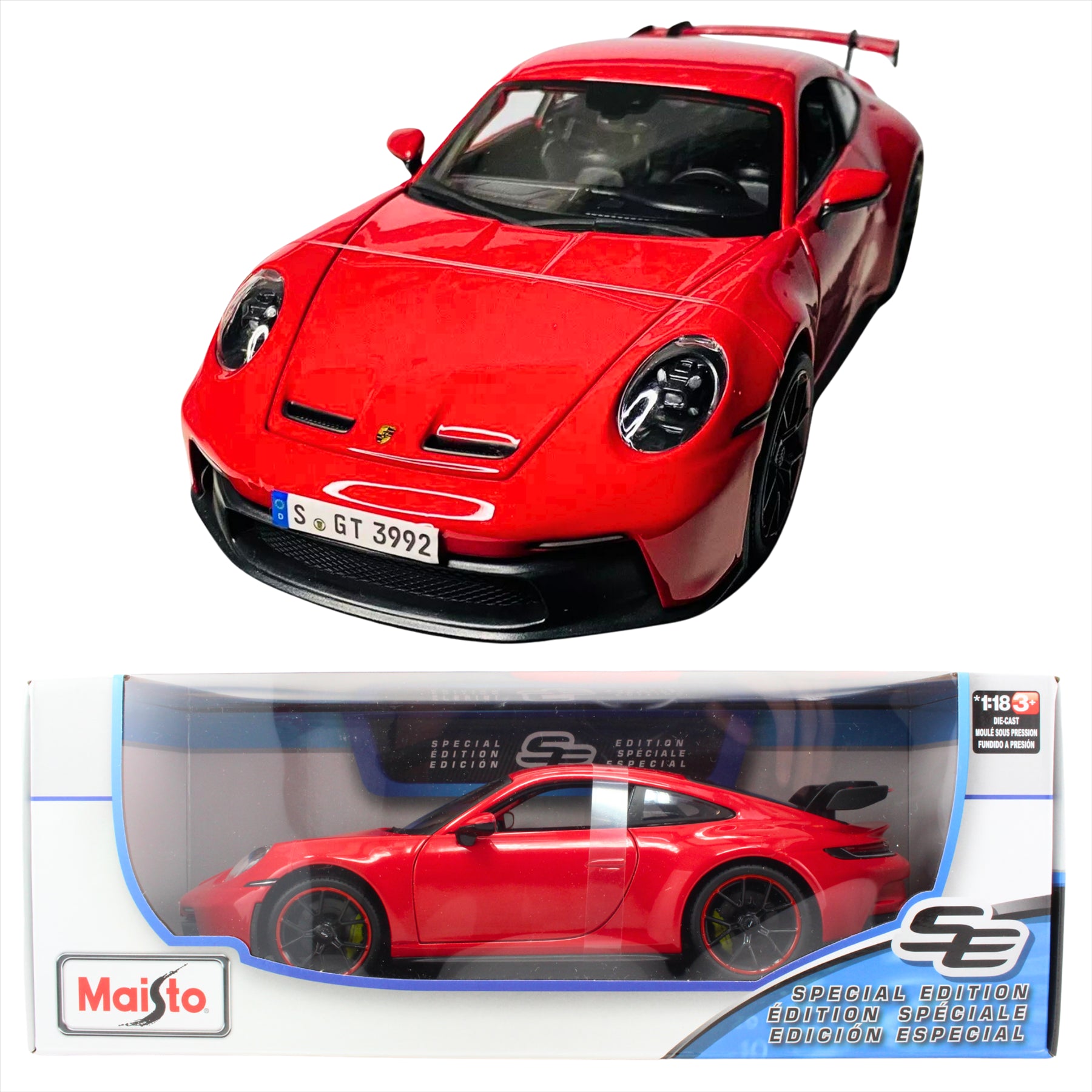 Maisto Special Edition Porsche 911 GT3 28cm Collectible 1:18 Scale Diecast Model Vehicle - Toptoys2u