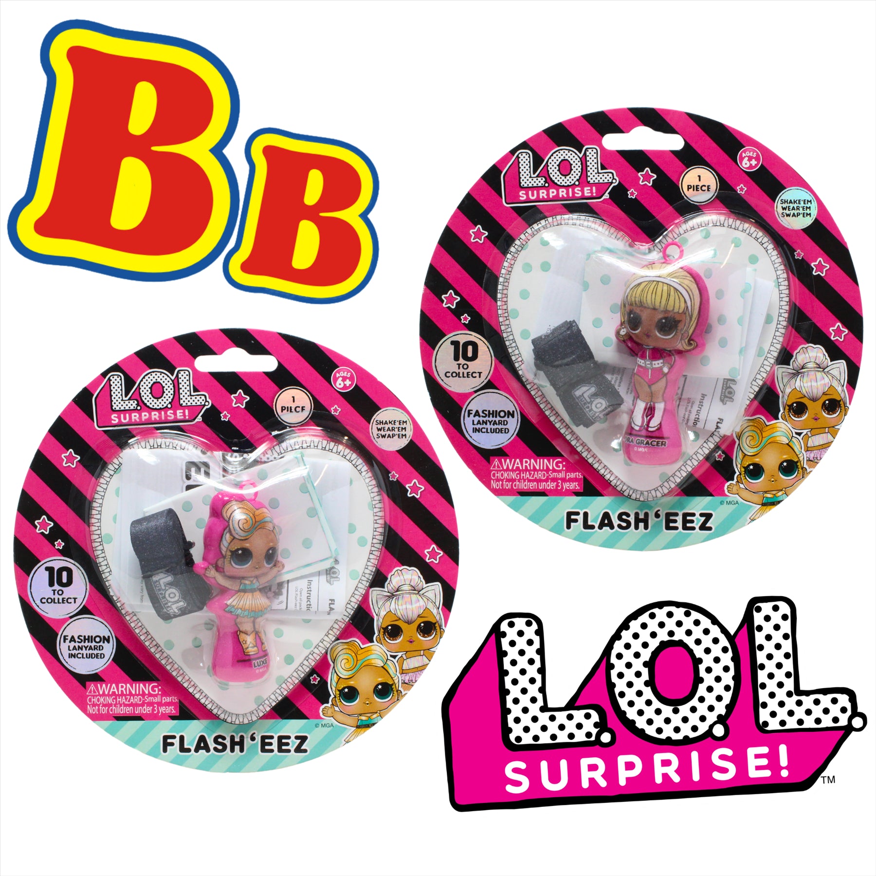 LOL Surprise! Flash'Eez Collectible Mini Luxe and Dra Gracer Light-Up Toy Figures with Lanyard Accessory - Twin Pack - Toptoys2u