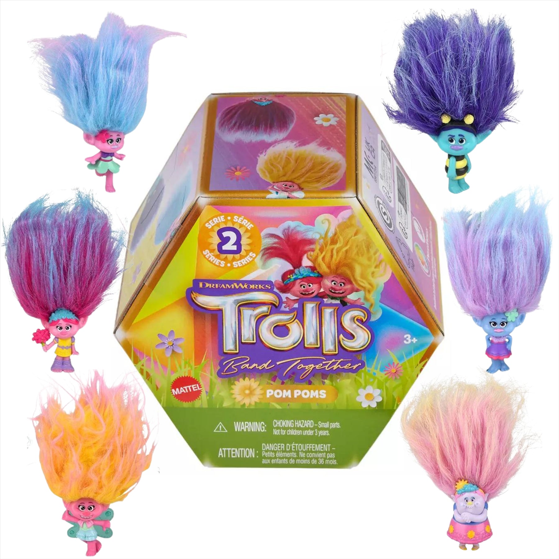 Trolls World Tour Super Soft Fuzzbert 28cm Plush Toy with Poppy 9cm Figure and Series 2 Keyclip Figure Blind Box - Toptoys2u