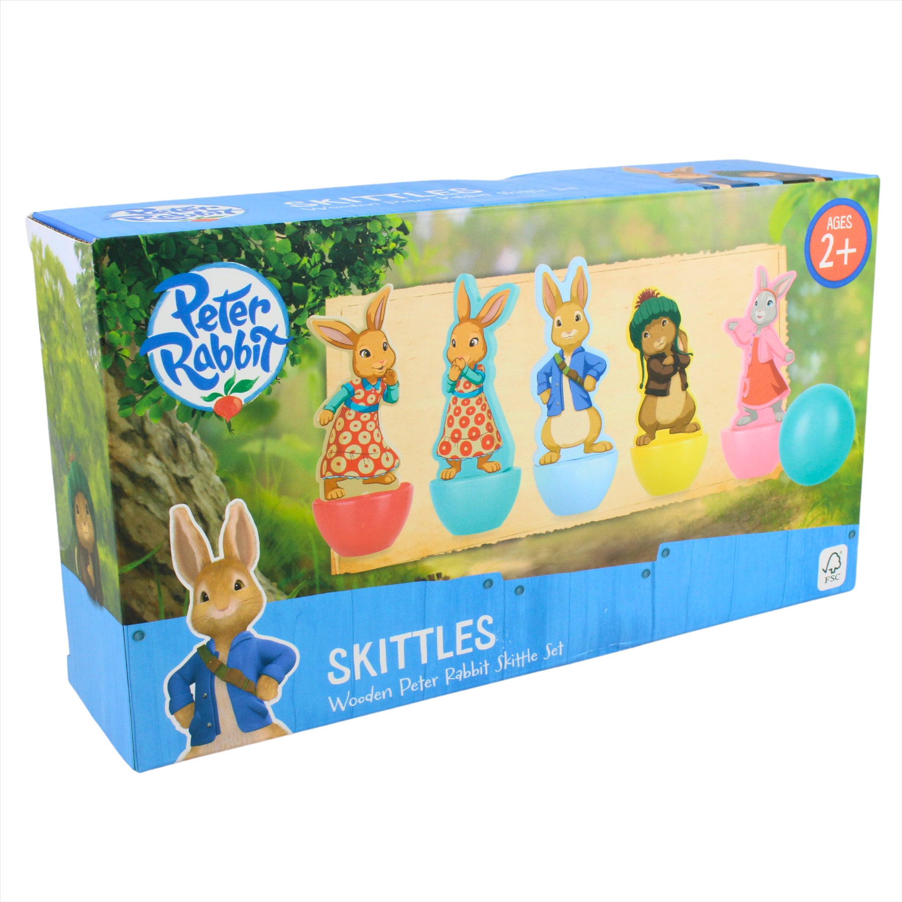 Peter Rabbit Children's Set of 5 Wooden 9cm Toy Character Skittles - Toptoys2u