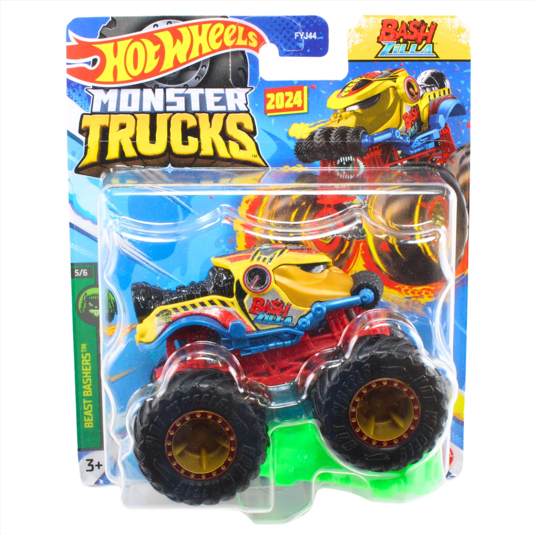 Hot Wheels Monster Trucks Beast Bashers 5/6 Bash Zilla Collectible Toy 1:64 Scale Diecast Model Vehicle - HTM33 - Toptoys2u