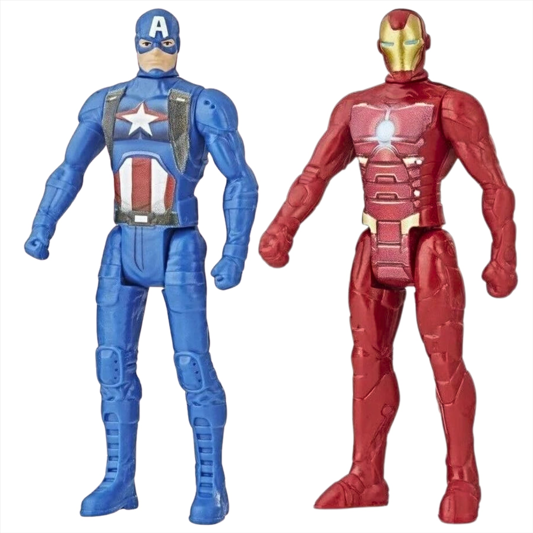 Marvel Avengers Captain America and Iron Man Miniature Articulated 9.5cm Toy Action Figures Bundle - Pack of 2