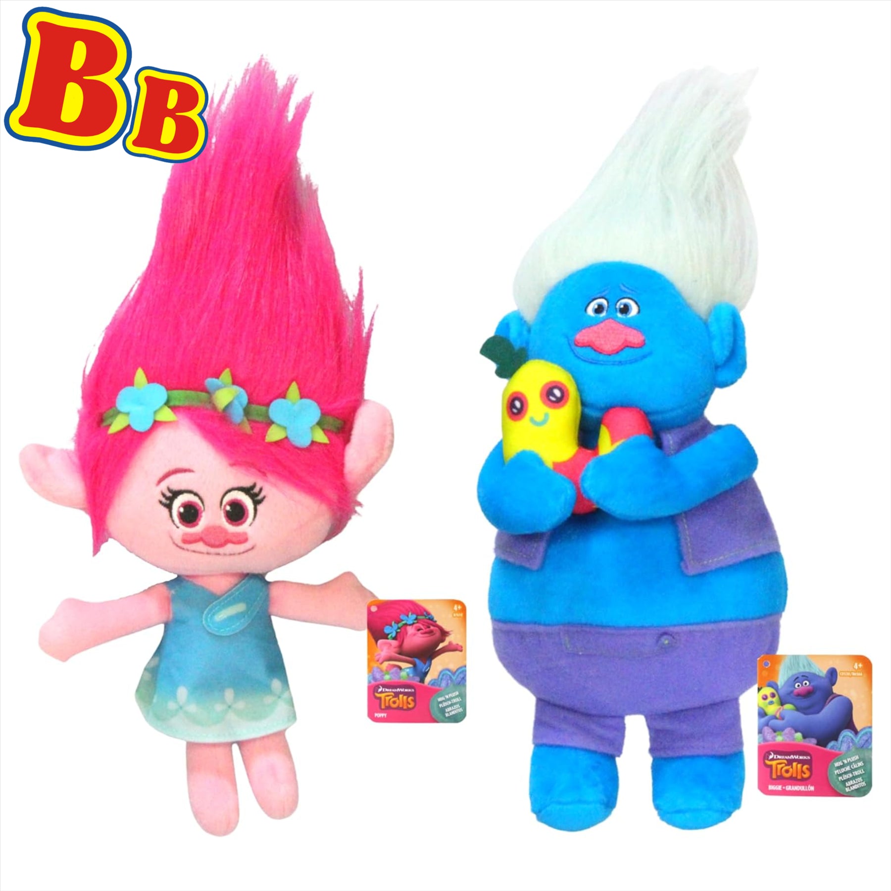 Trolls Soft Plush Toy 11" 28cm Twin Pack - Poppy & Biggie - Toptoys2u