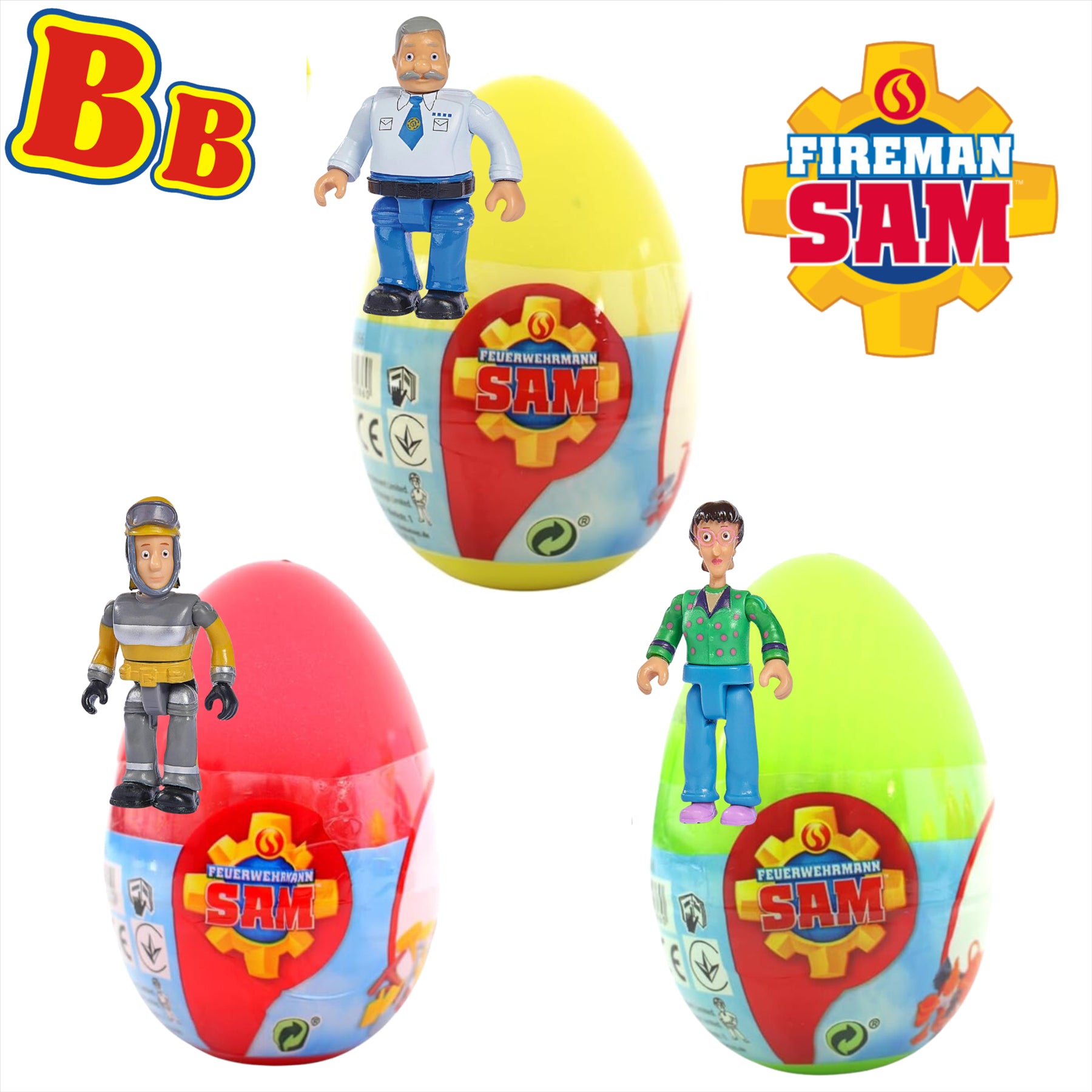 Fireman Sam Articulated Play Figure Capsule Characters - Fire Captain Steele, Dylis Price & Arnold McKinley - Toptoys2u