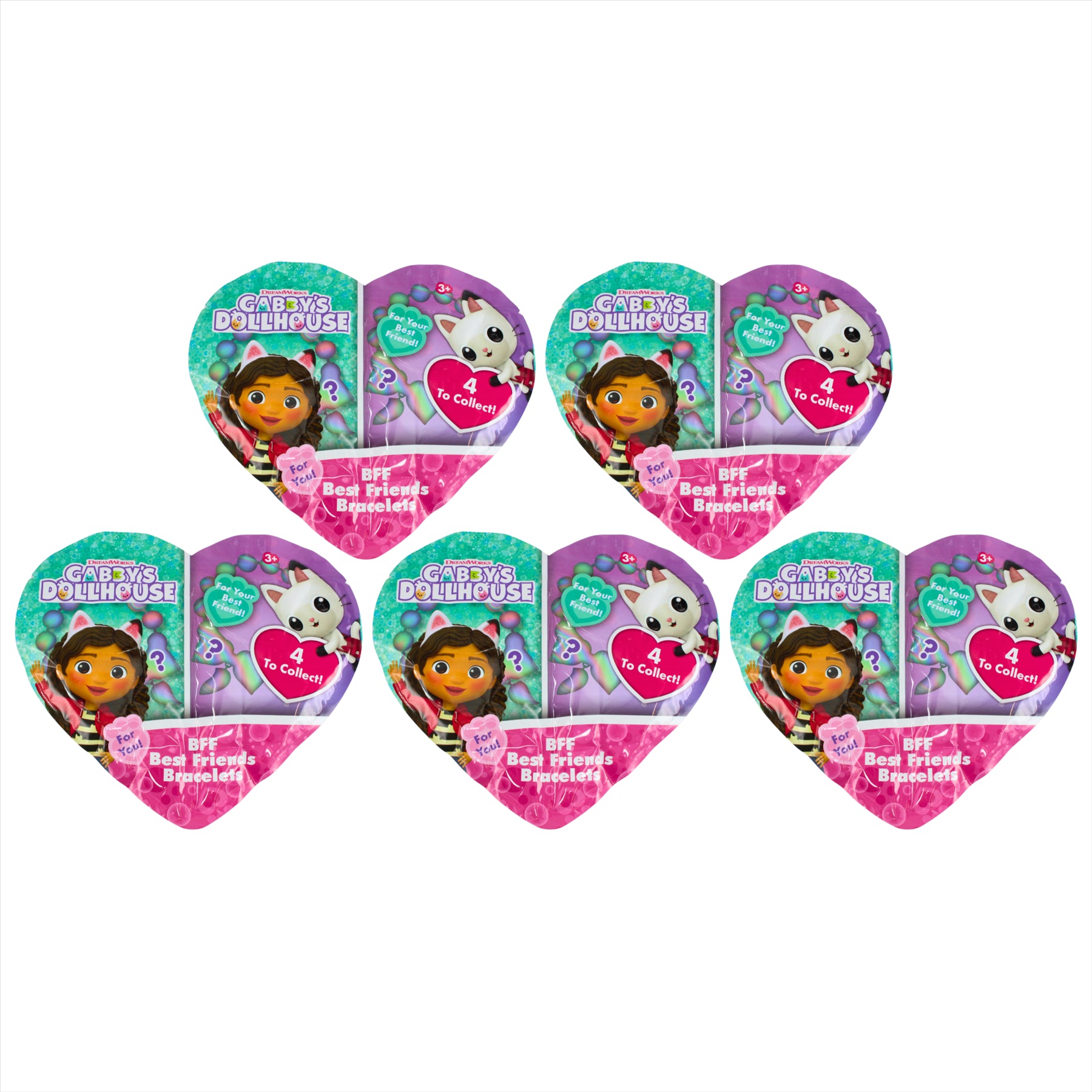 Gabby’s Dollhouse BFF Best Friends Bracelets Mystery Bags - Each Bag Includes 2x BFF Bracelets & 2x Collector Cards - Pack of 5 Bags - Toptoys2u