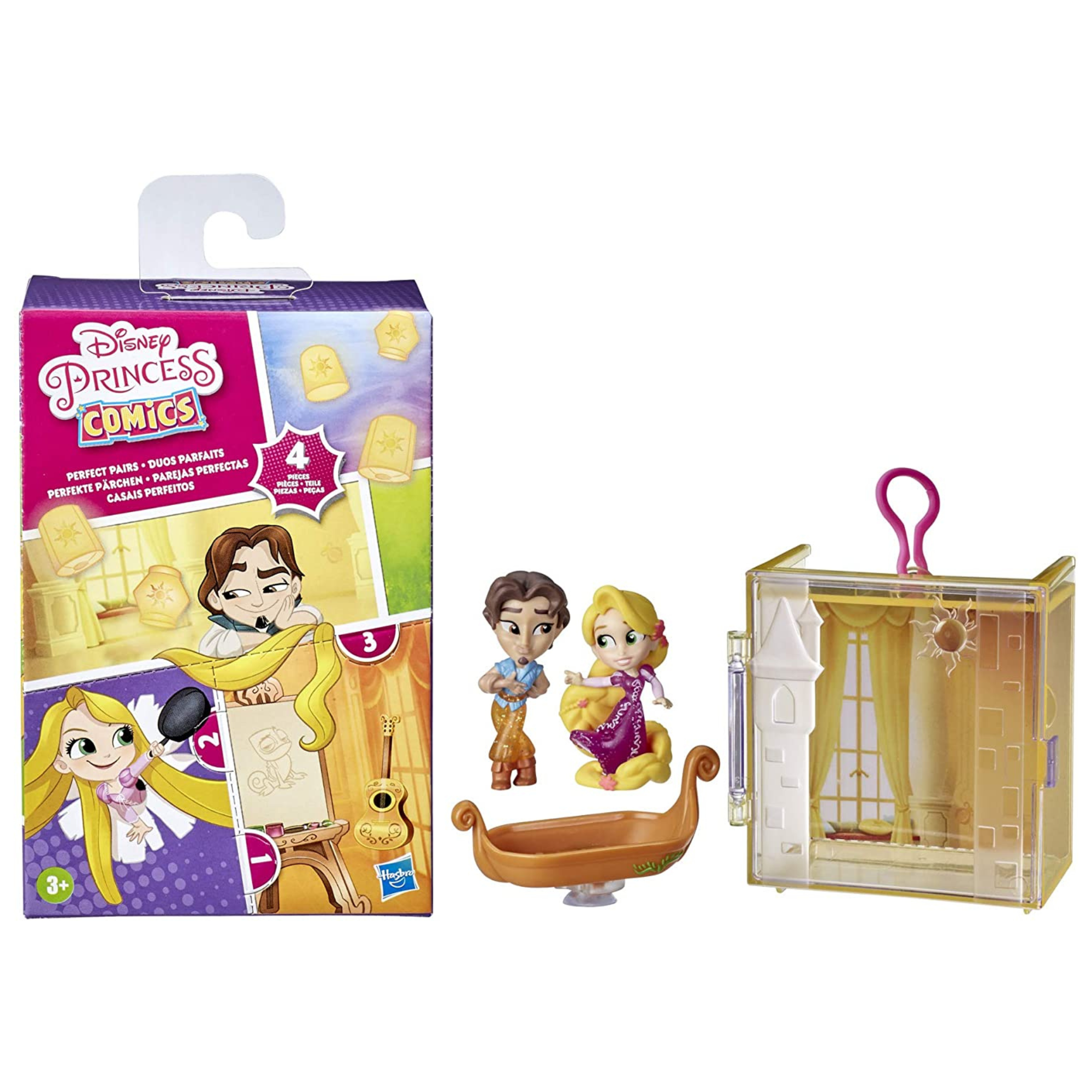 Disney Princess Perfect Pairs Rapunzel, Fun Tangled Unboxing Toy with 2 Dolls, Display Case and Boat Stand, for Kids 3 Years and Up - Toptoys2u