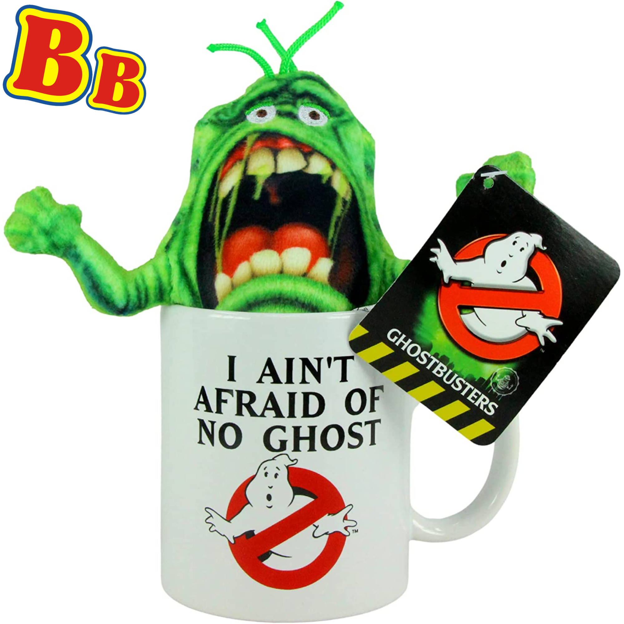 Ghostbusters Slimer 5" Plush & "I Ain't Afraid of No Ghost" 330ml Mug Bundle - Toptoys2u