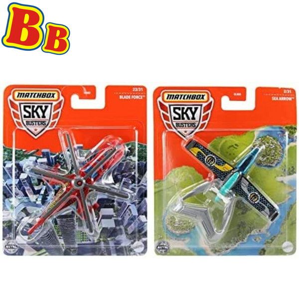 Matchbox Sky Busters Diecast Models 2 Pack Bundle - Blade Force Helicopter & Sea Arrow Ocean Research - Toptoys2u