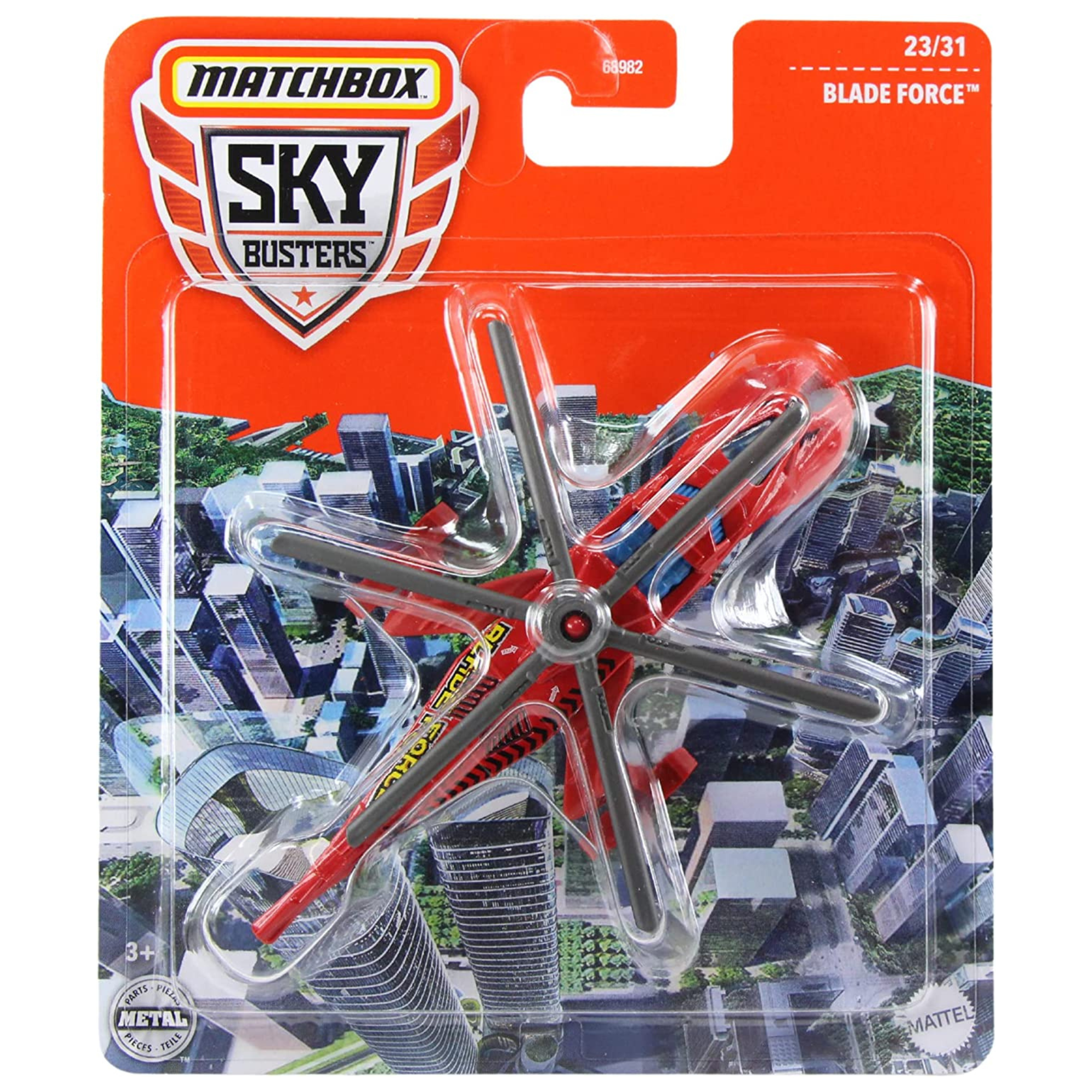 Matchbox - Blade Force Helicopter Sky Busters 1:64 Scale Diecast Plane 23/31 Red/Blue GWK66 - Toptoys2u