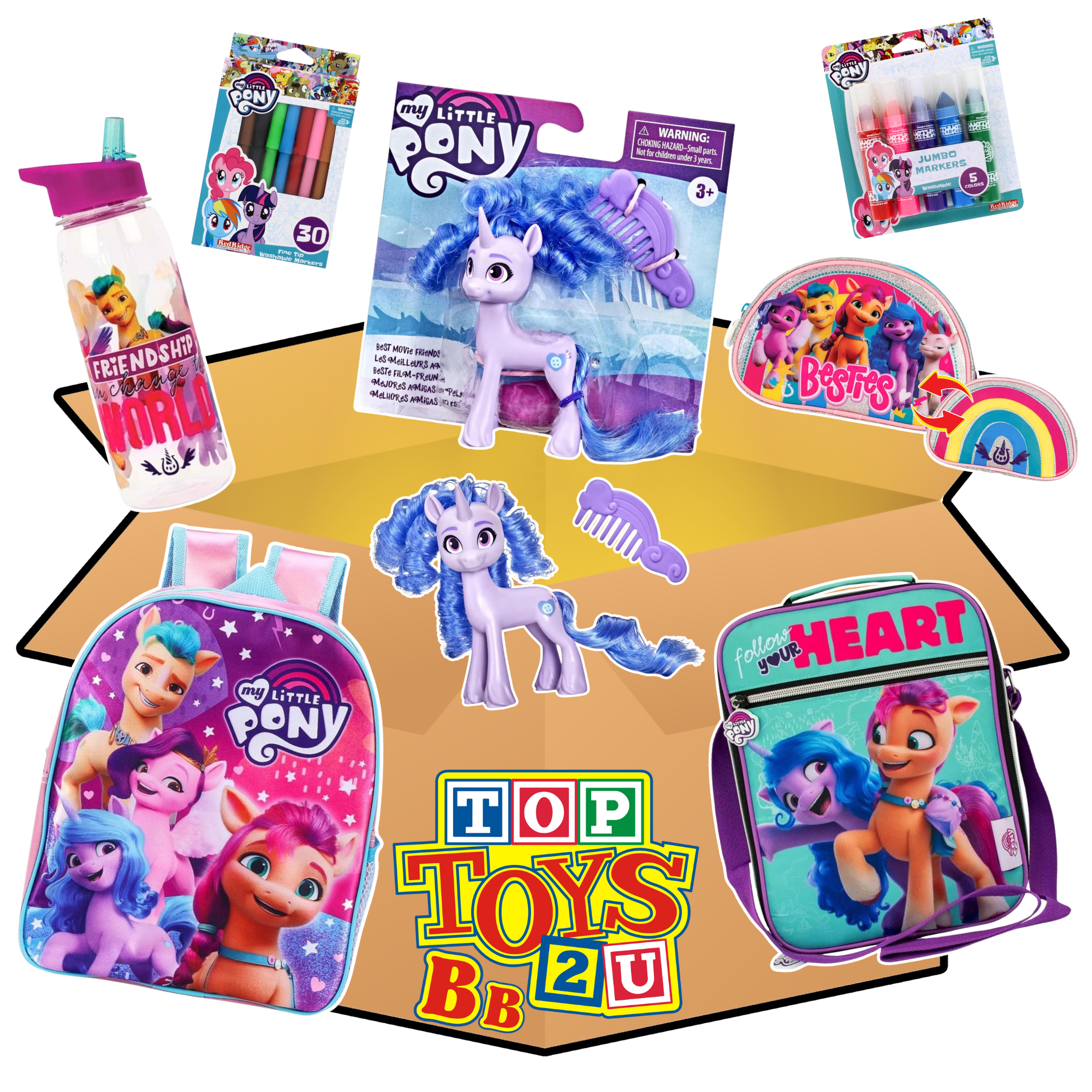 My Little Pony Back to School Bargain Bundle Box - Stationery, Lunchbox, Rucksack & Play Figure