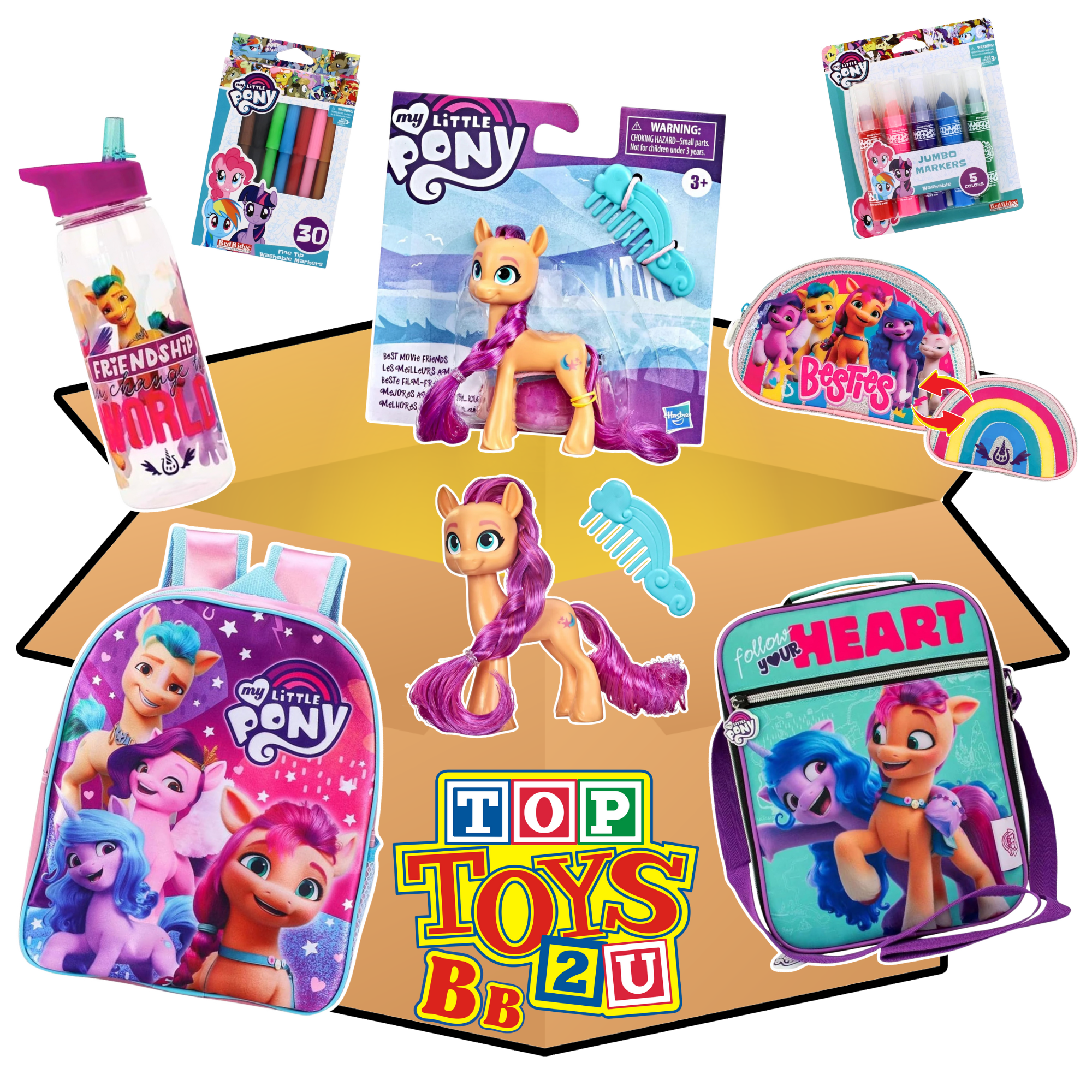 My Little Pony Back to School Bargain Bundle Box - Stationery, Lunchbox, Rucksack & Play Figure