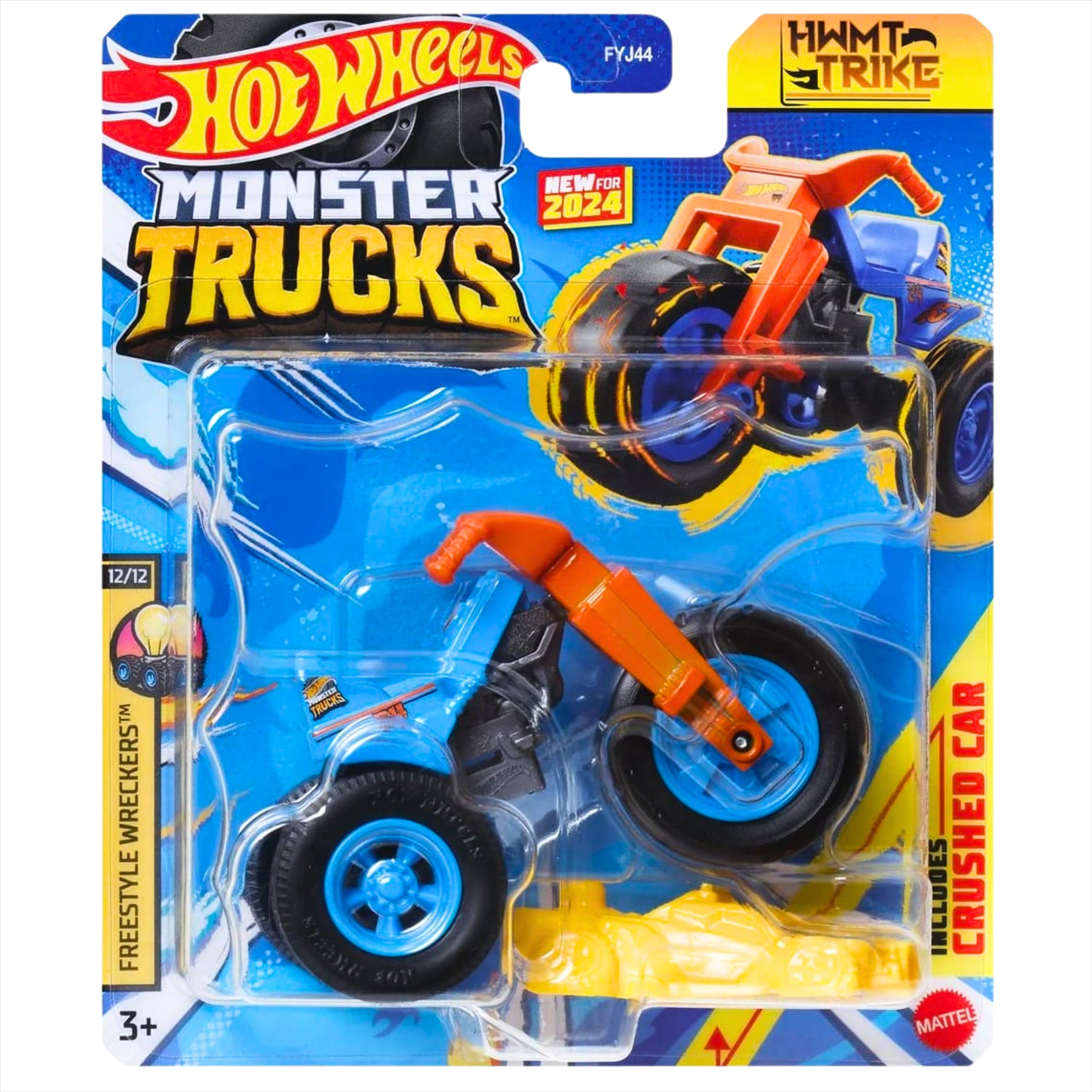 Hot Wheels Monster Trucks Freestyle Wreckers 12/12 HWMT Trike Collectible Toy 1:64 Scale Diecast Model Vehicle - HTM37 - Toptoys2u