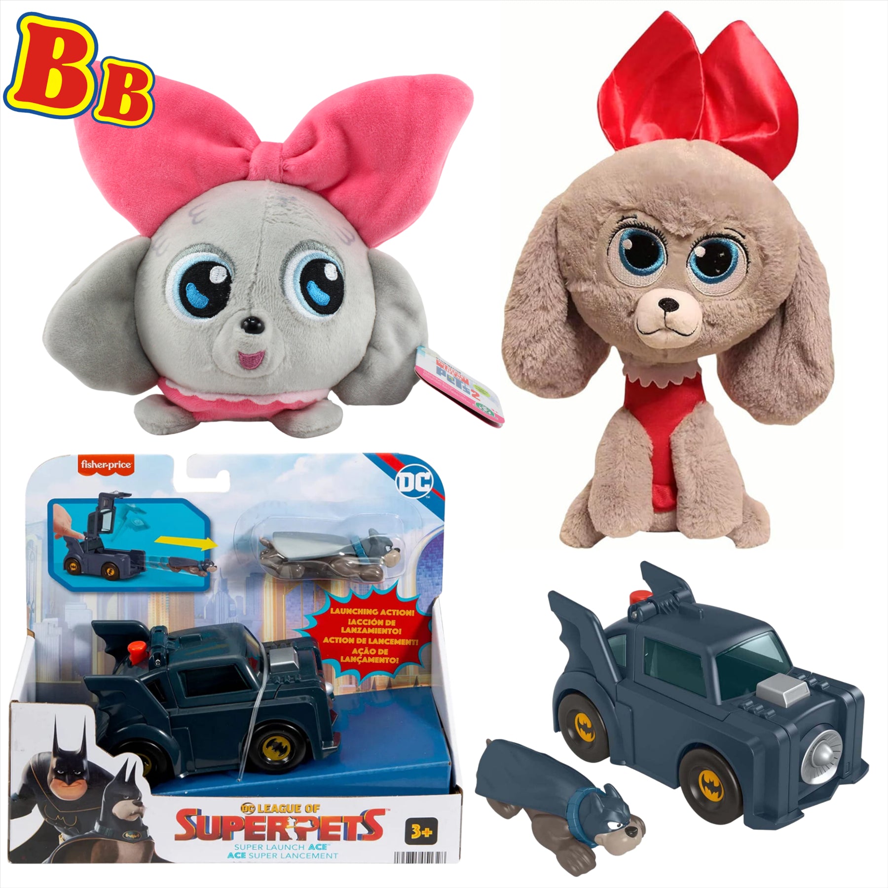 Secret Life of Pets Princess 25cm Plush, Princess 15cm Slo Foam Plush, and DC League of Super Pets Super Launch Ace Playset - 3-Piece Bundle - Toptoys2u