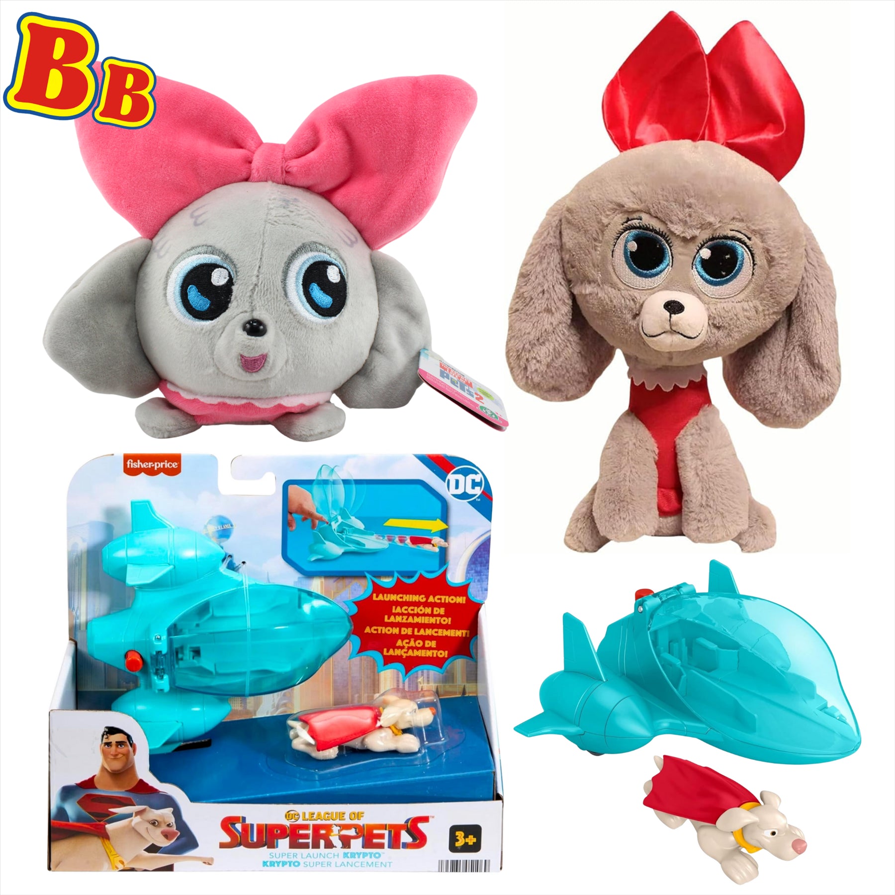 Secret Life of Pets Princess 25cm Plush, Princess 15cm Slo Foam Plush, and DC League of Super Pets Super Launch Krypto Playset - 3-Piece Bundle - Toptoys2u