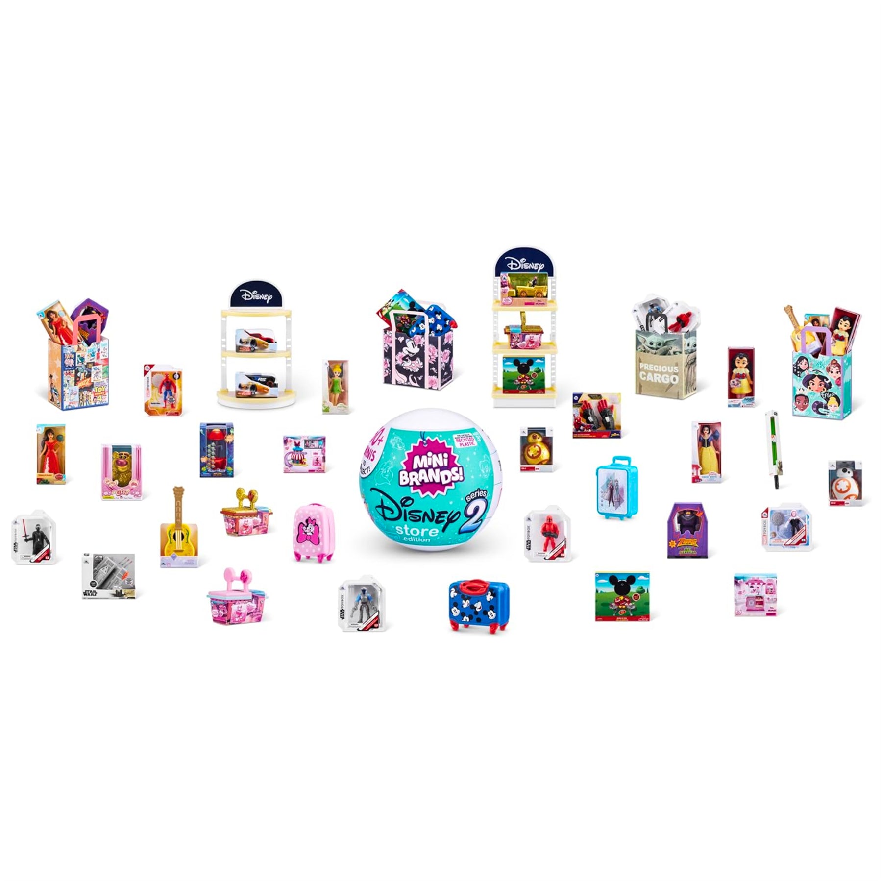 Mini Brands Disney Store Edition Series 2 Miniature Toy Product Blind Capsule - Contains 5 Miniature Figures - Toptoys2u