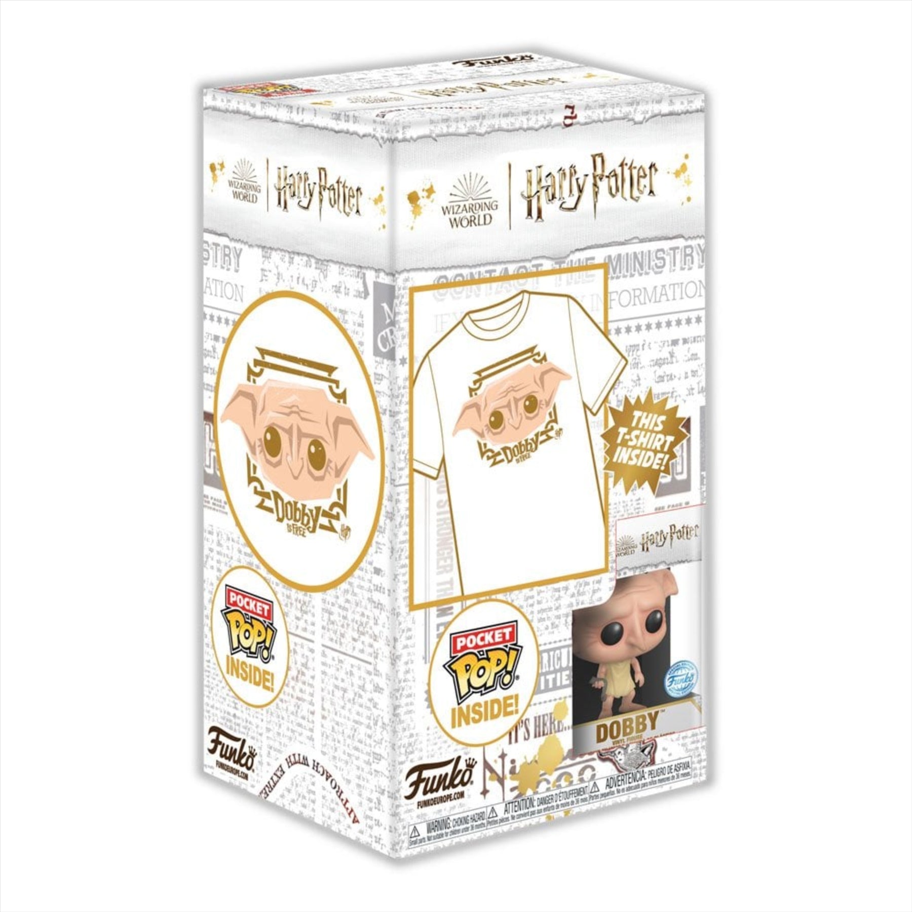 Funko Harry Potter Dobby Pocket POP! Miniature Toy Figure and Children's T-Shirt (Medium) - Toptoys2u