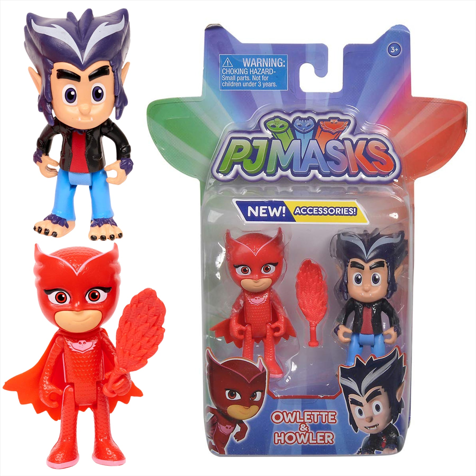 PJ Masks Owlette & Howler Articulated 8cm Play Figure Toys with Accessories - Toptoys2u