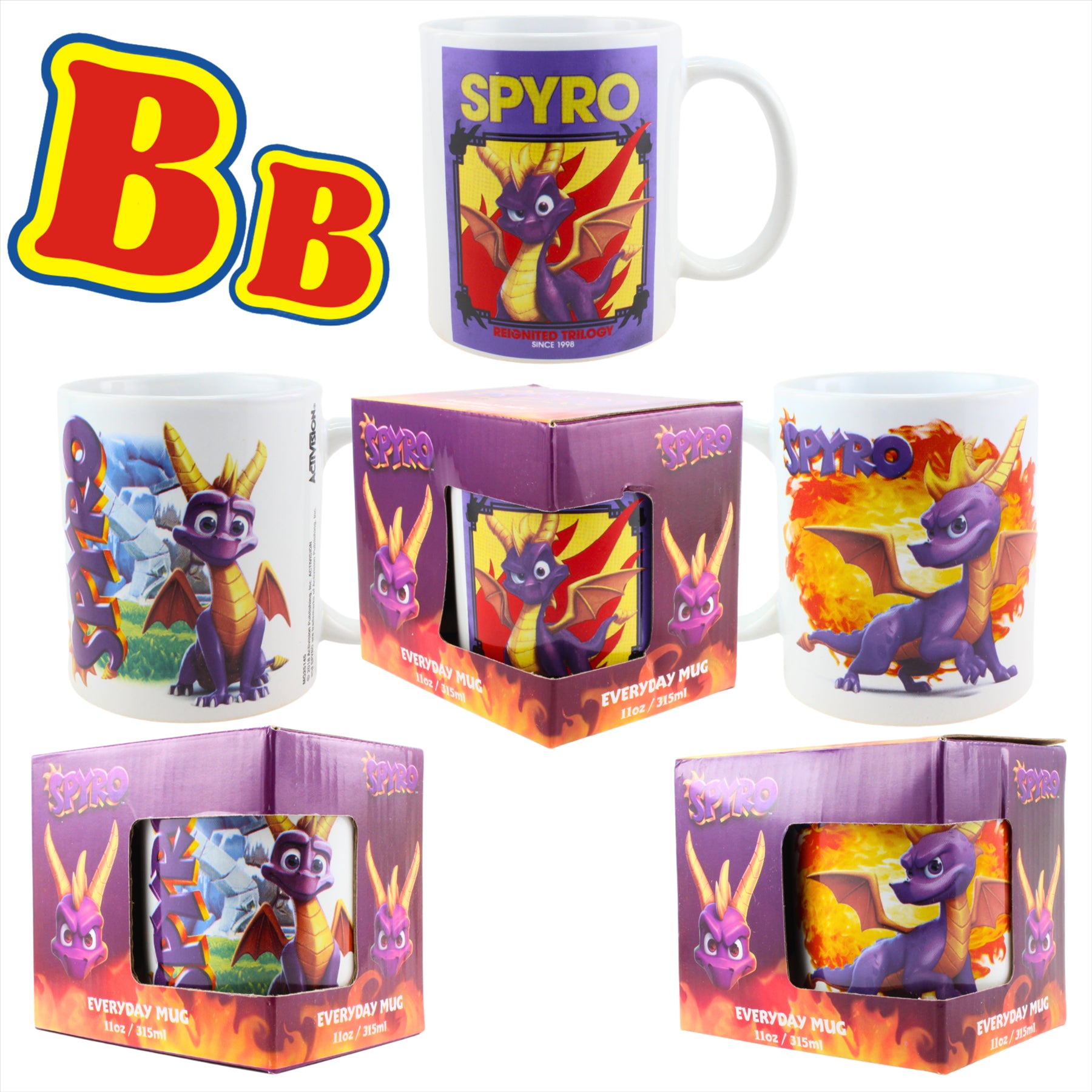 Spyro the Dragon Video Game 315ml Ceramic Coffee Mugs - Set of All 3 - Toptoys2u