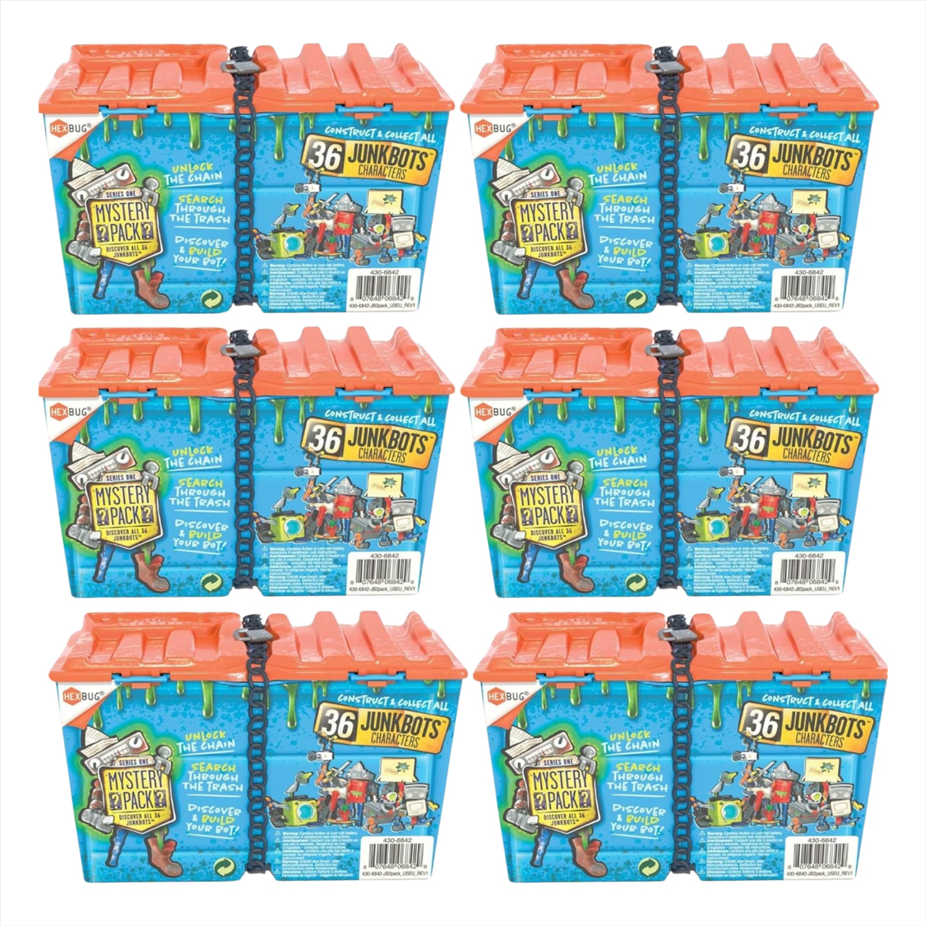 Hexbug Junkbots - Dumpster With 2 Unique Characters to Assemble in Each Box - Pack of 6 - Toptoys2u