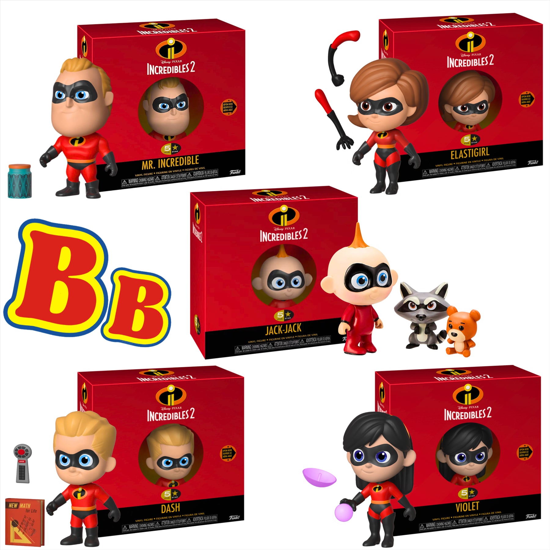 Funko 5 Star The Incredibles 2 8cm Collectible Toy Figures and Accessories - Pack of 5 - Toptoys2u