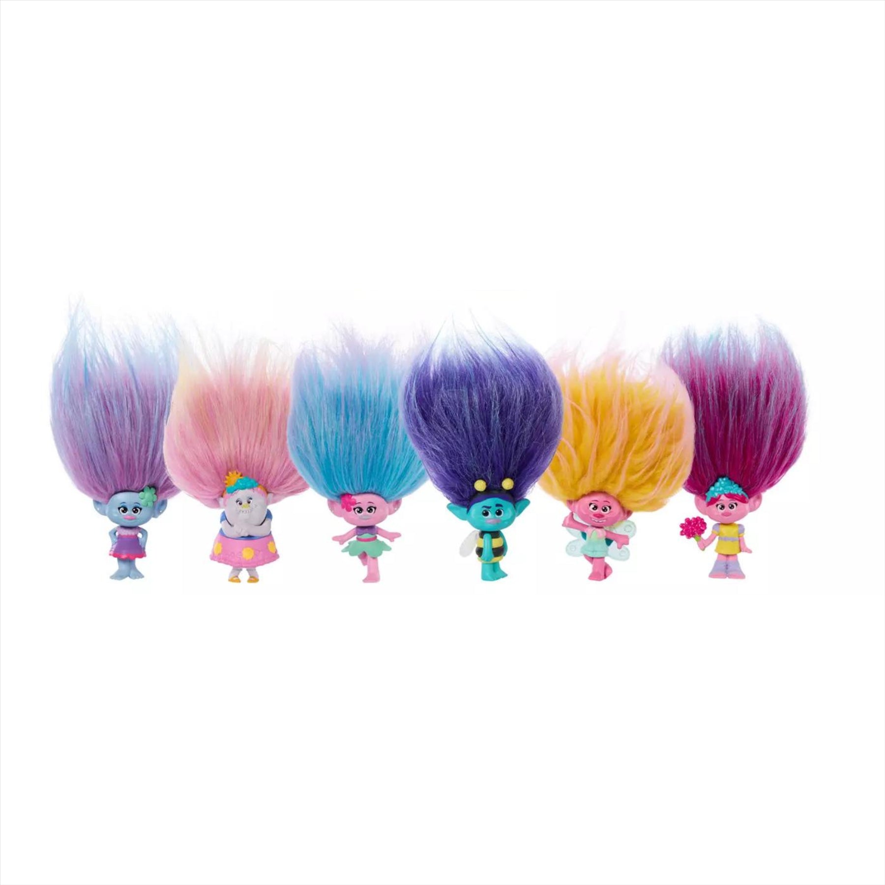 Trolls Pom Poms Series 2 Keyclip Toy Figure Identified Set - Pack of 4 - Toptoys2u