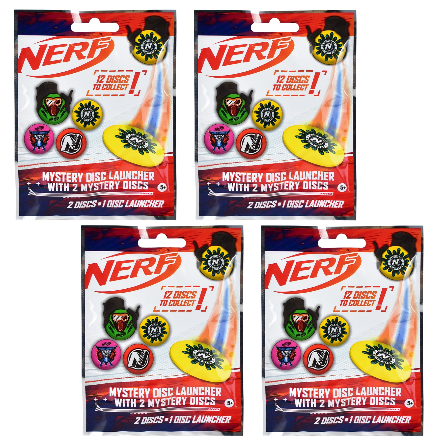 Nerf - Blind Bag Party Favour Sets - (Classic Disk Launcher - Pack of 4, 4, Pieces) - Toptoys2u