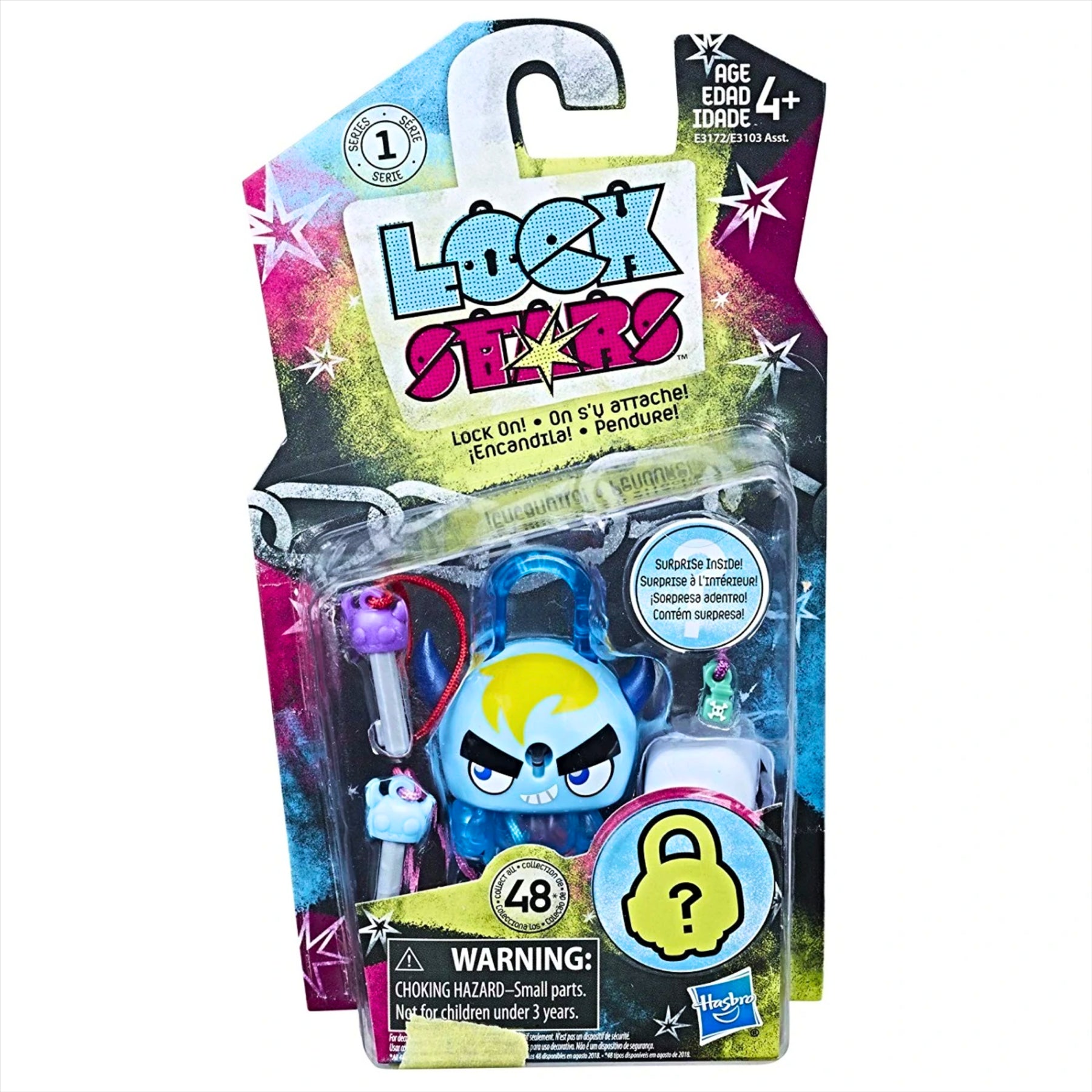 Lock Stars Series 1 Blue Horned Monster Collectible Miniature 7cm Toy Figure Lock-On Clip with Accessories - Toptoys2u