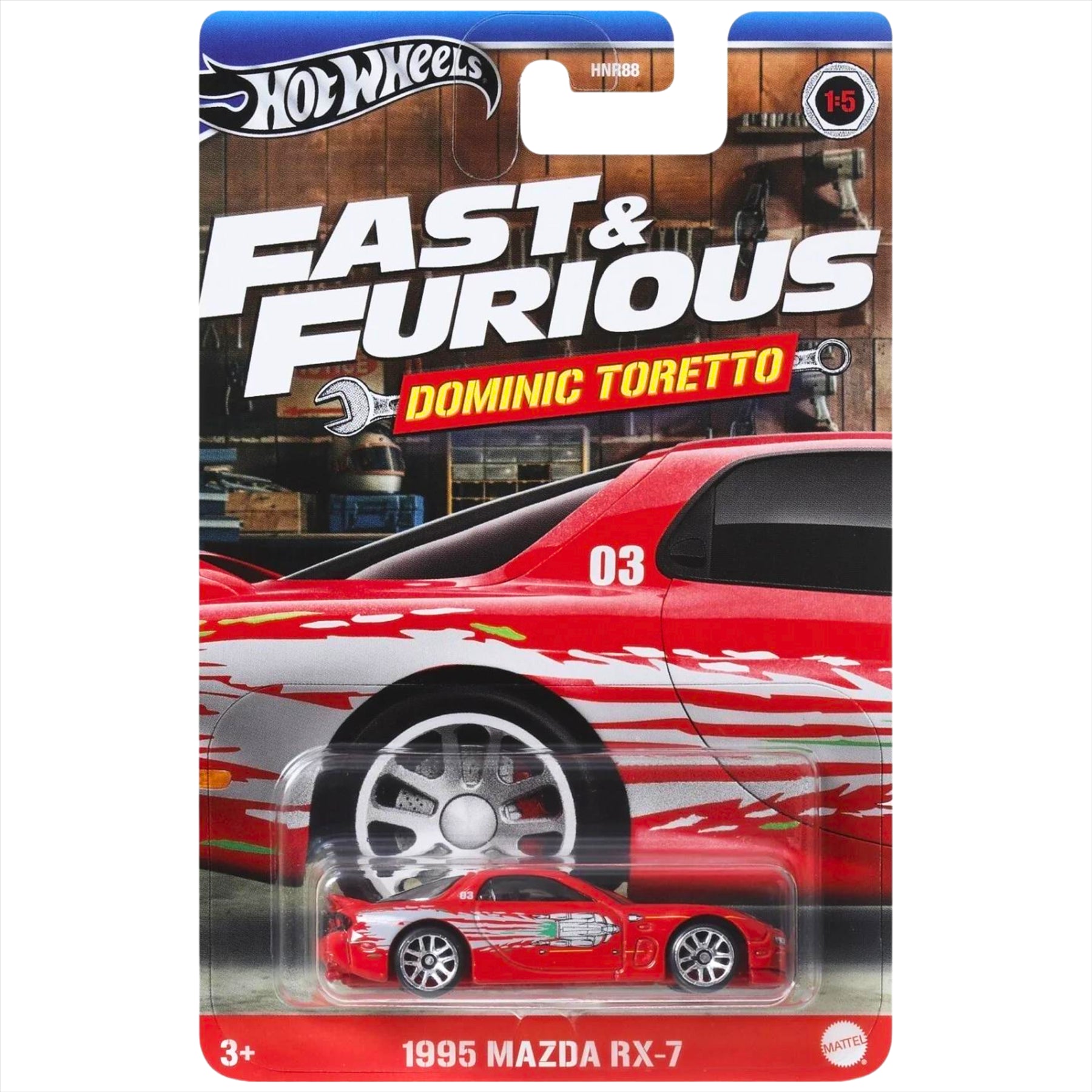 Hot Wheels Fast and Furious Dominic Toretto Collectible 1:64 Scale Diecast Model Cars - Mazda RX-7, Chevelle SS, Lykan Hypersport, Chevy Fleetline, and Dodge Charger - Pack of 5 - Toptoys2u