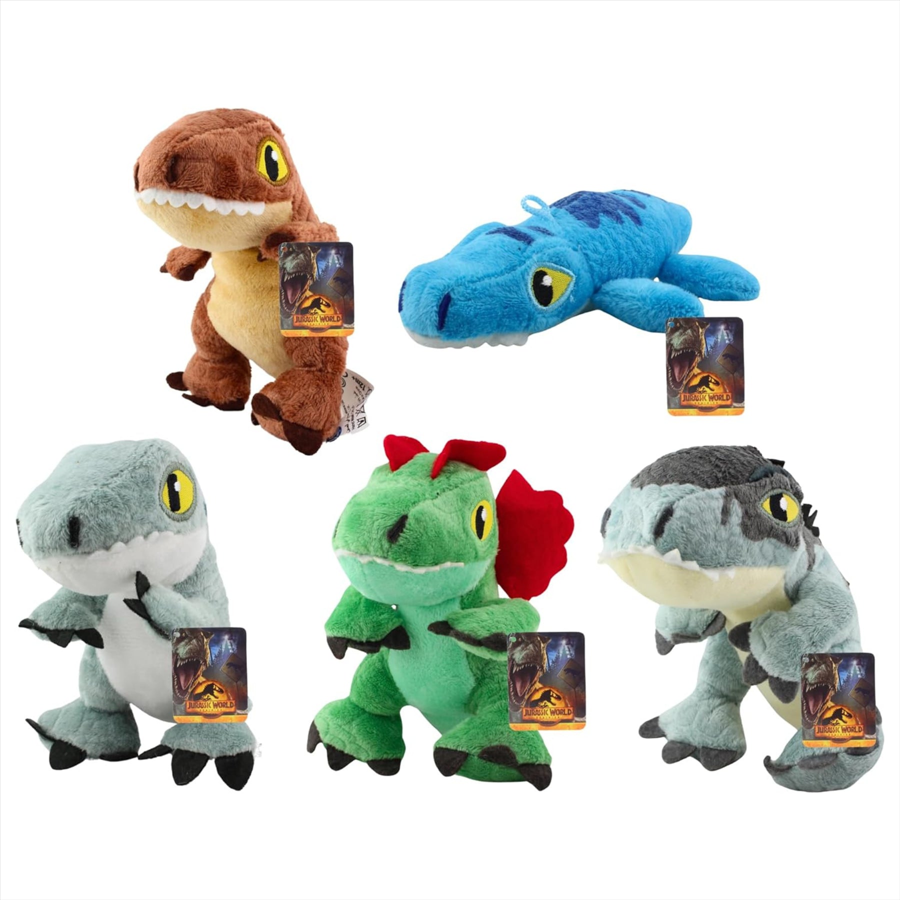 Jurassic World Dominion - Pack of All 5 Super Soft 15cm 6" Plush Dinosaur Toy Set - Toptoys2u