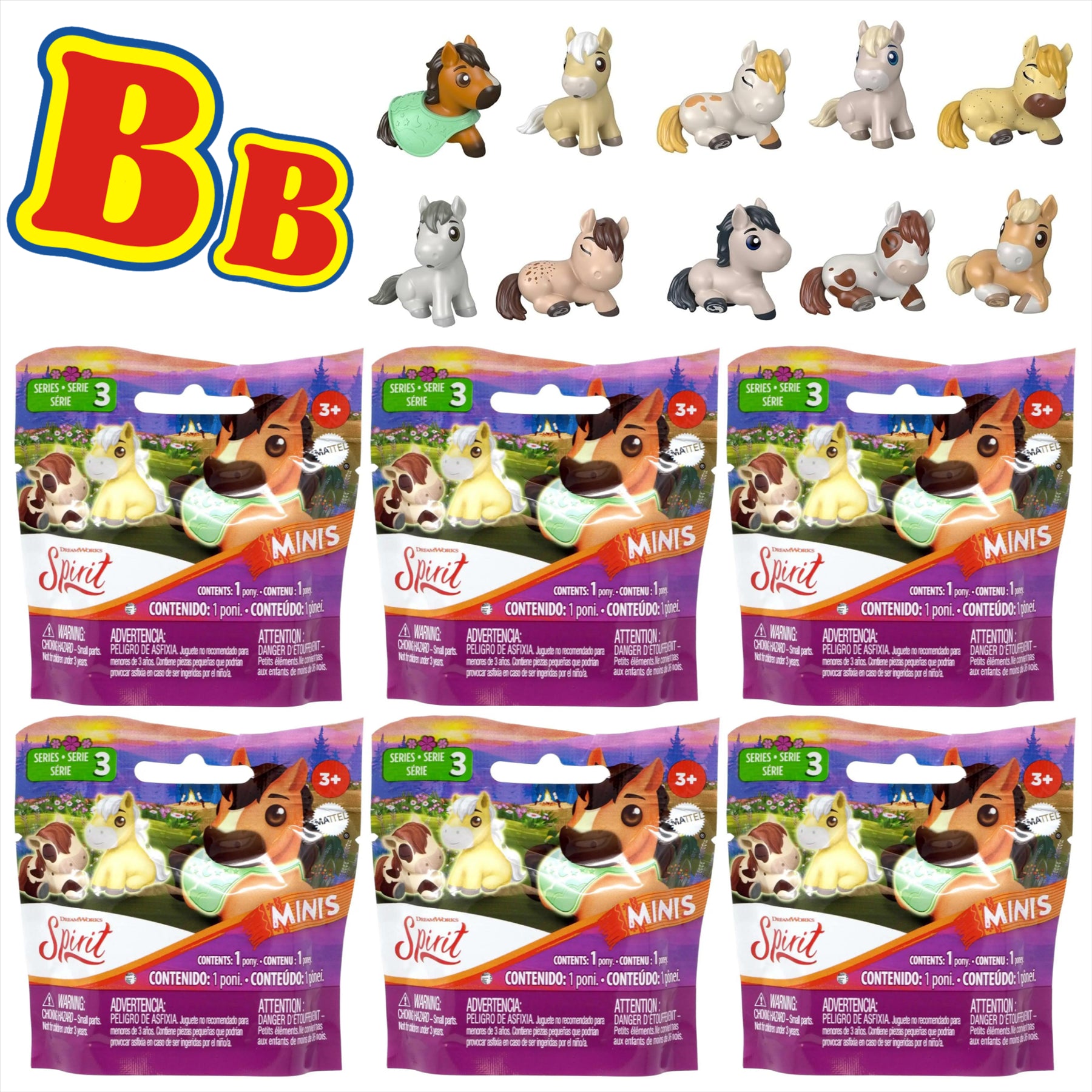 Spirit Untamed Minis - Precious Ponies Series 3 Blind Bag Party Favours - Guaranteed No Duplicates - Pack of 6 - Toptoys2u