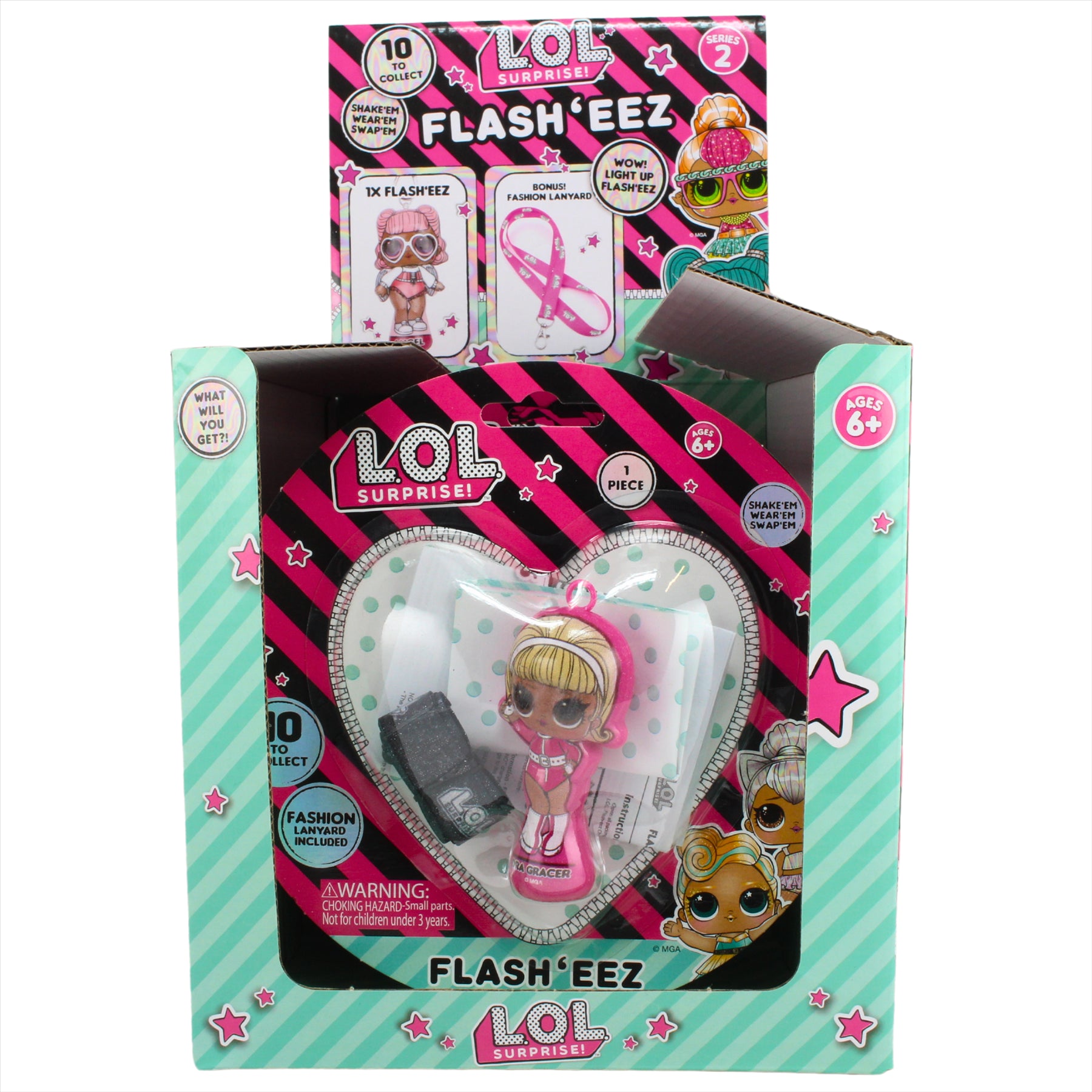 LOL Surprise! Flash'Eez Collectible Mini Splatters and Diva Light-Up Toy Figures with Lanyard Accessory - Twin Pack - Toptoys2u