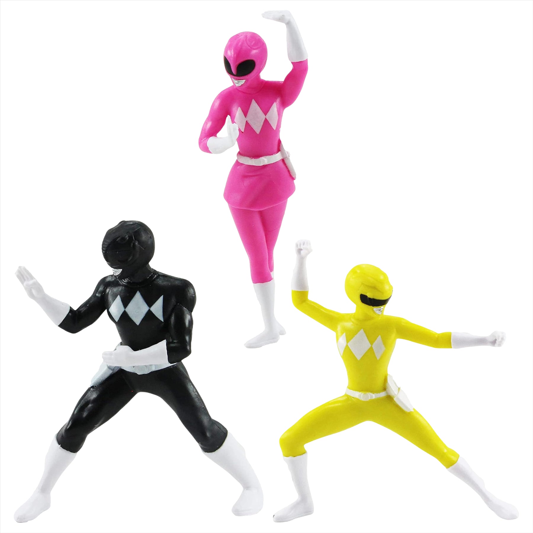 Power Rangers Limited Edition 2.5" Mini Action Figures - Black, Pink, and Yellow Rangers - Set of 3 - Toptoys2u