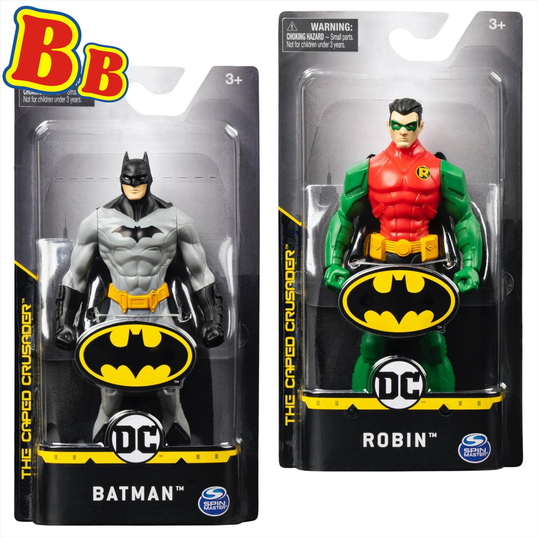 DC Comics Batman The Caped Crusader Batman and Robin 15cm Collectible Toy Articulated Action Figures - Twin Pack - Toptoys2u