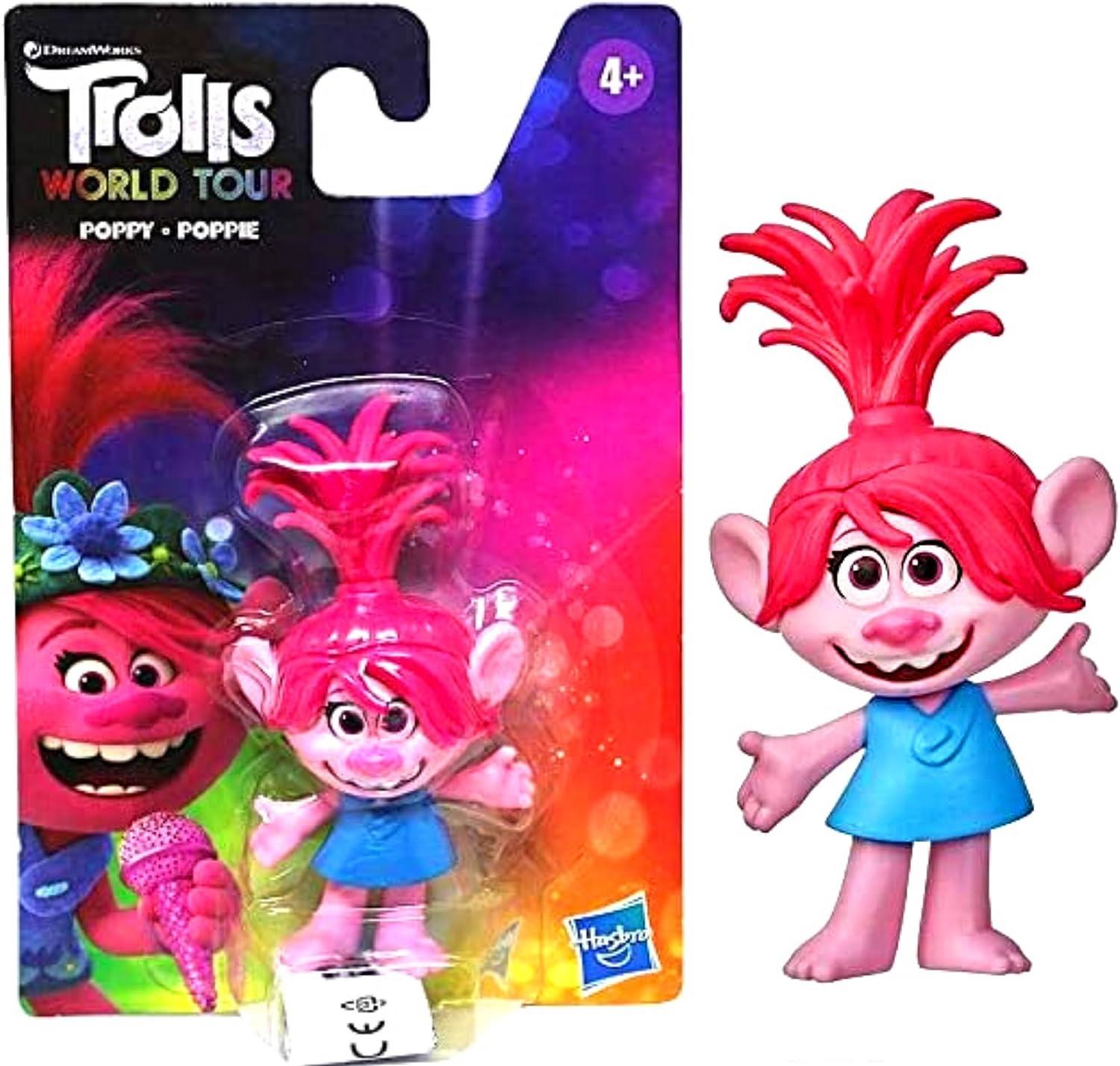 Trolls World Tour - 6" 15cm Bagclip & 3" 8cm Collectible Figure - Poppy - Twin Pack - Toptoys2u